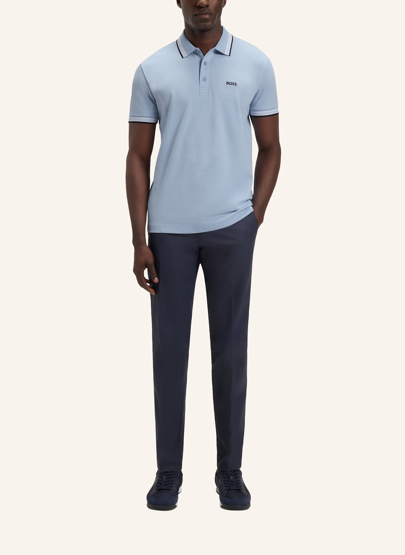 BOSS Piqué-Poloshirt PADDY CURVED Regular Fit: HELLBLAU