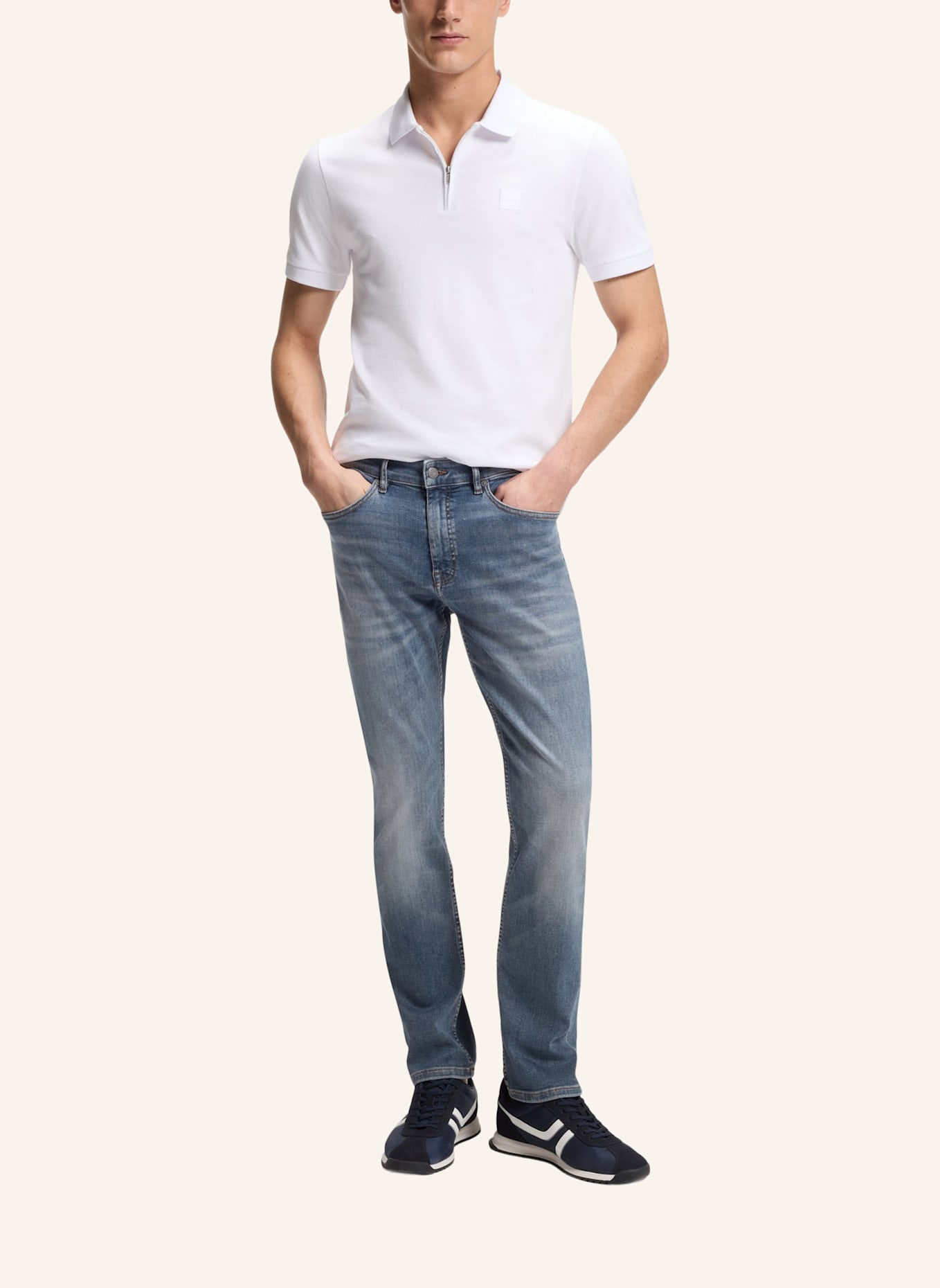 BOSS Piqué-Poloshirt PASSERZIP: WEISS