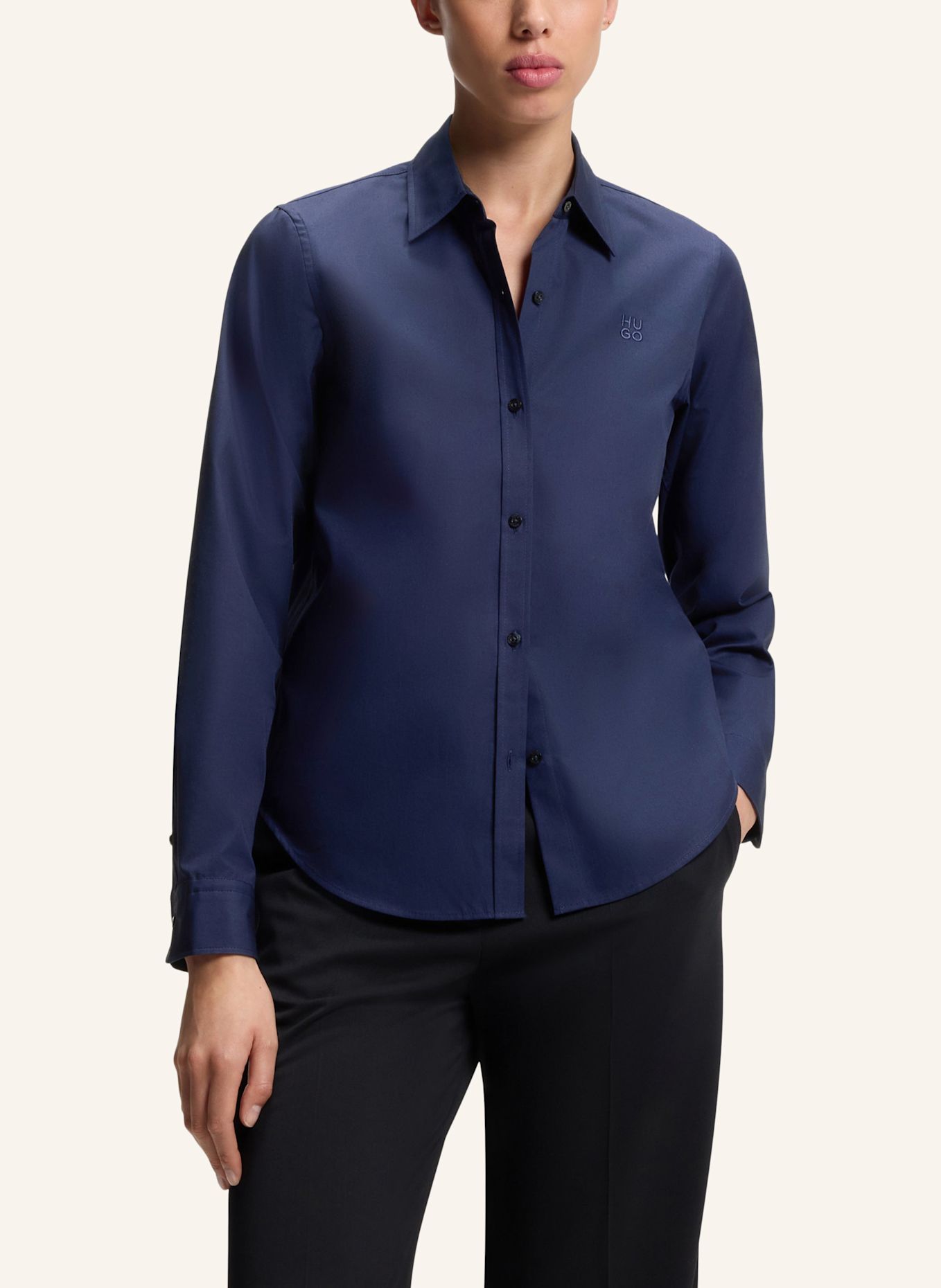 HUGO Bluse THE ESSENTIAL SHIRT Regular Fit: BLAU