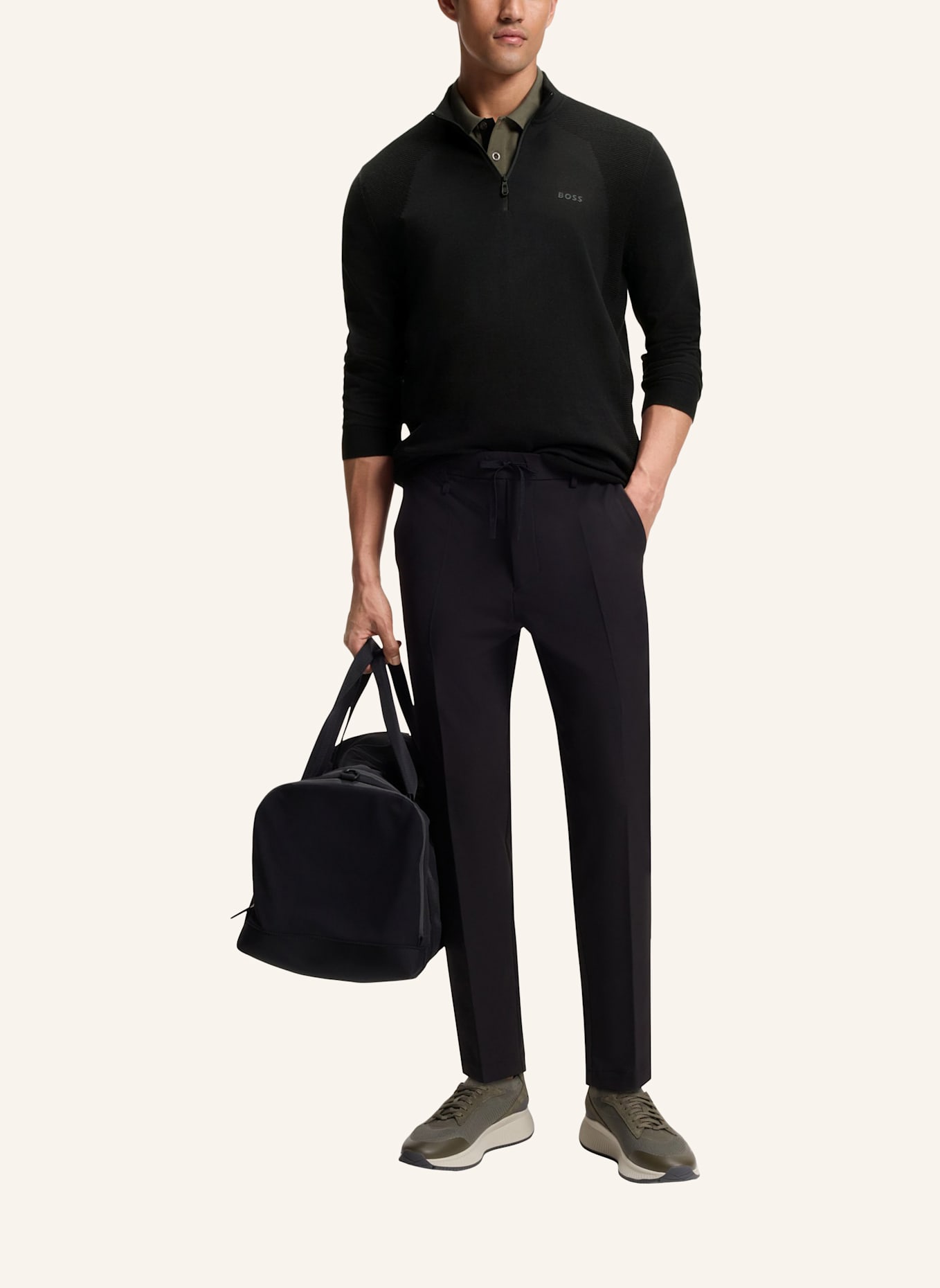 BOSS Pullover KN_MOMENTUM-LITE MZ Regular Fit: SCHWARZ