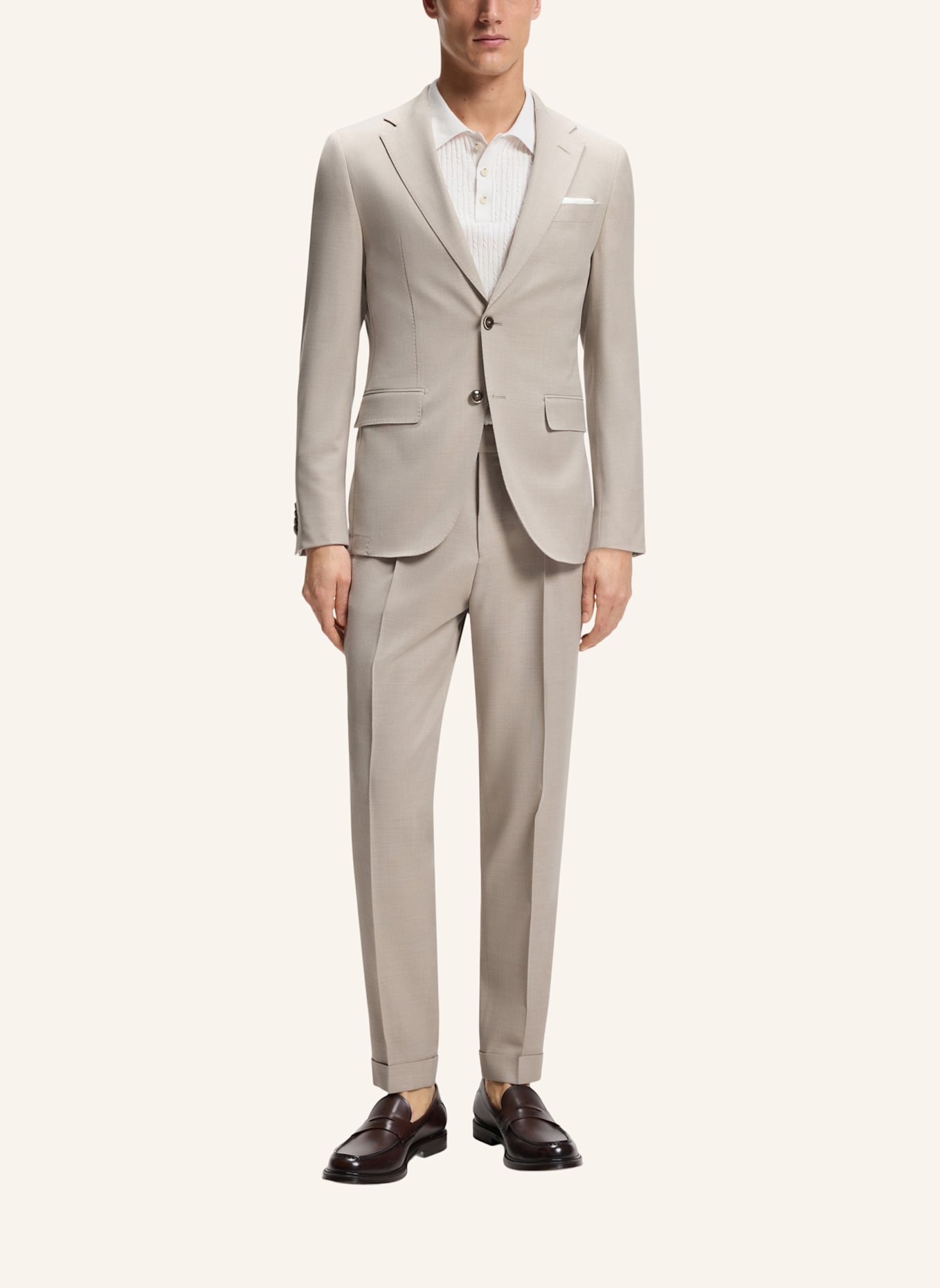 BOSS Business Anzug L-HESTON2PCSLP-FP263 Slim Fit: BEIGE