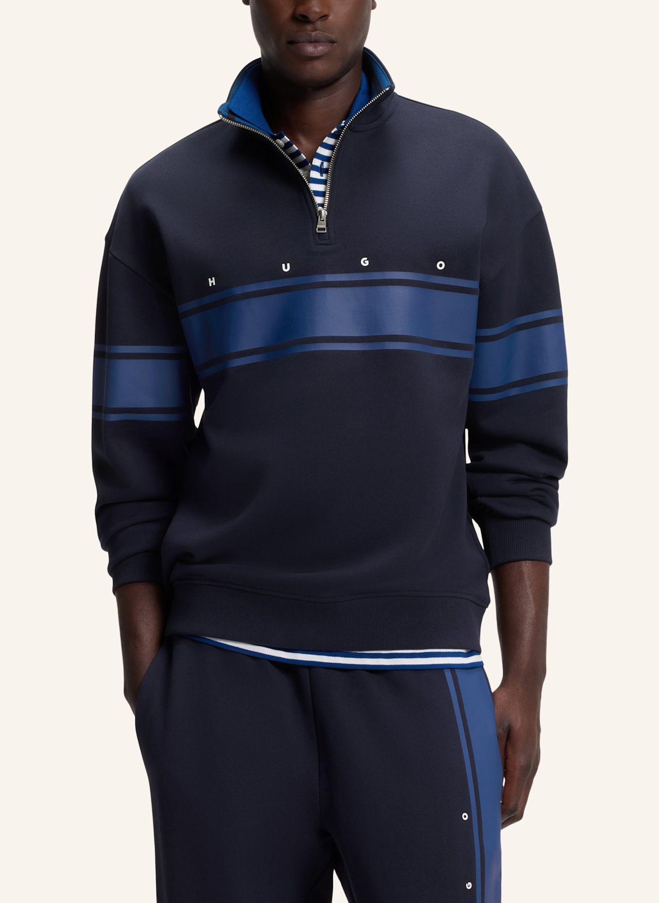 HUGO Sweatshirt DEMSIZIP Relaxed Fit: DUNKELBLAU