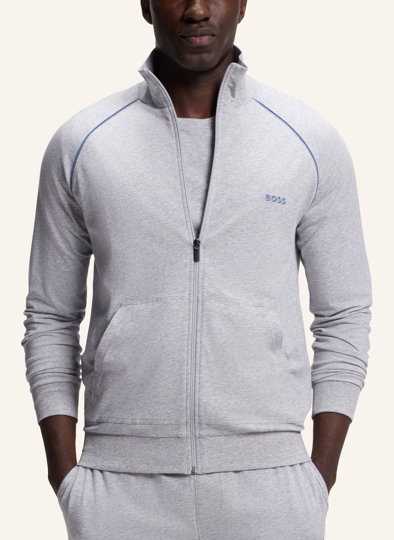 BOSS Loungewear Jacke MIX&MATCH JACKET Z Regular Fit: HELLGRAU