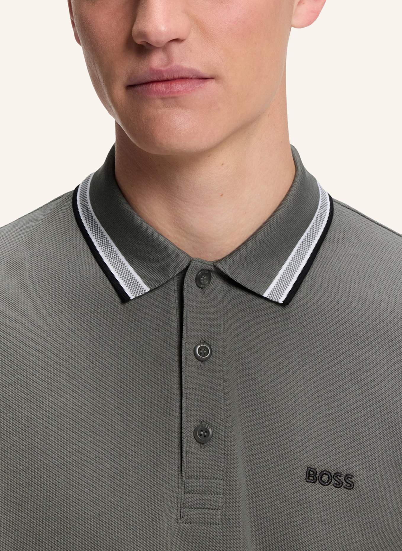 BOSS Piqué-Poloshirt PADDY CURVED Regular Fit: HELLGRAU