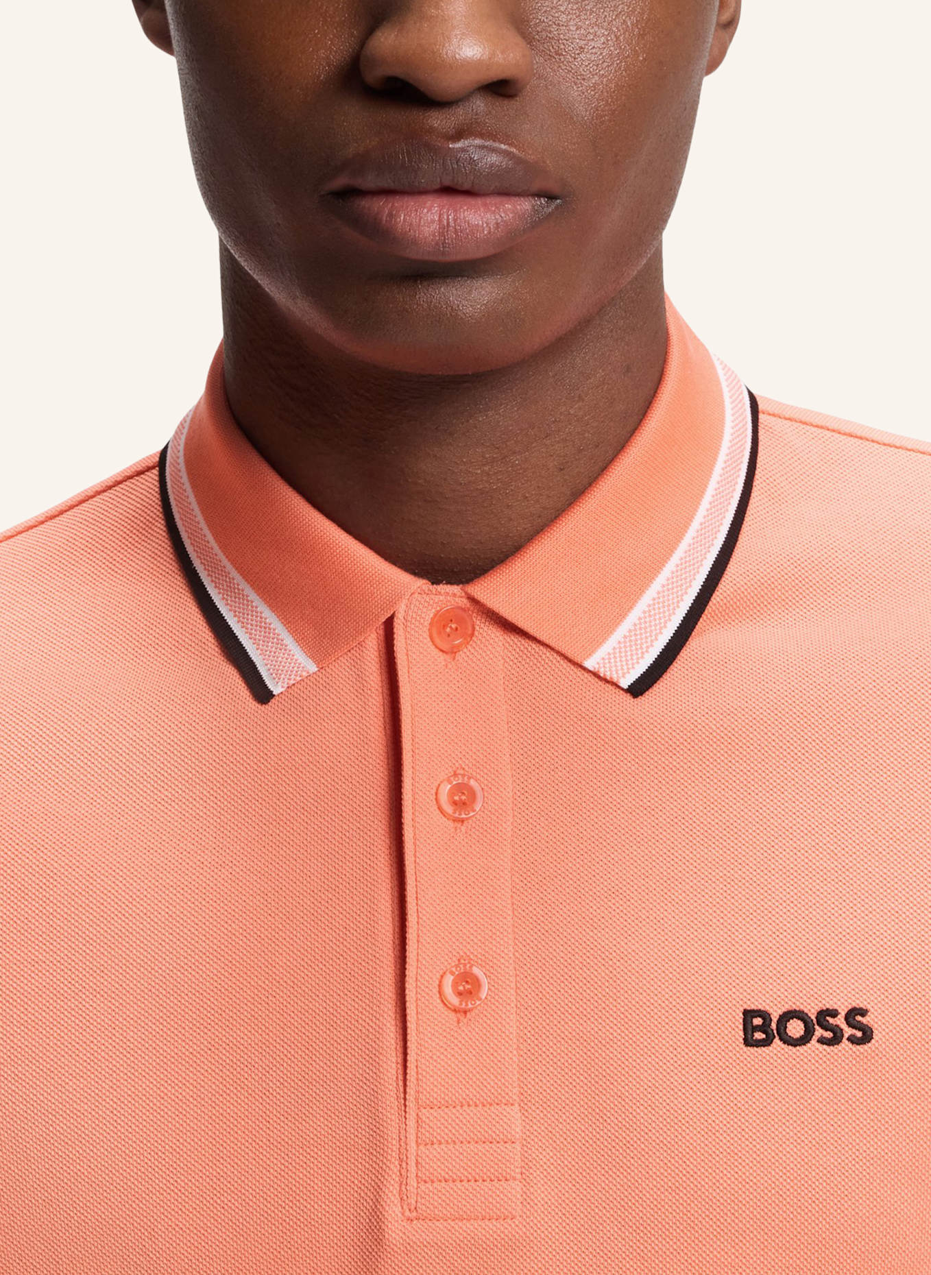 BOSS Piqué-Poloshirt PADDY CURVED Regular Fit: ROSA