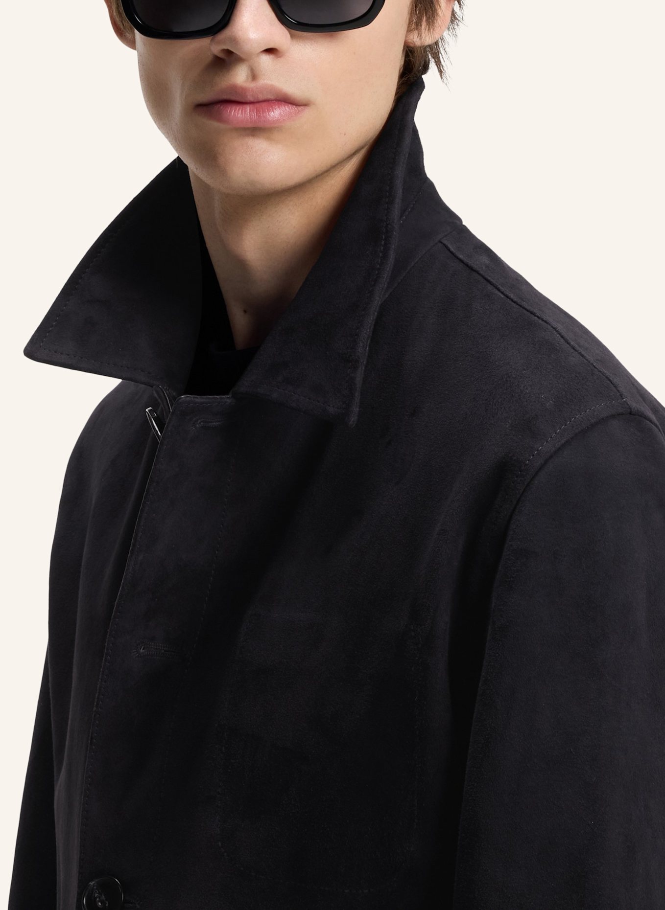 HUGO Lederjacke LIGOR Regular Fit: DUNKELBLAU