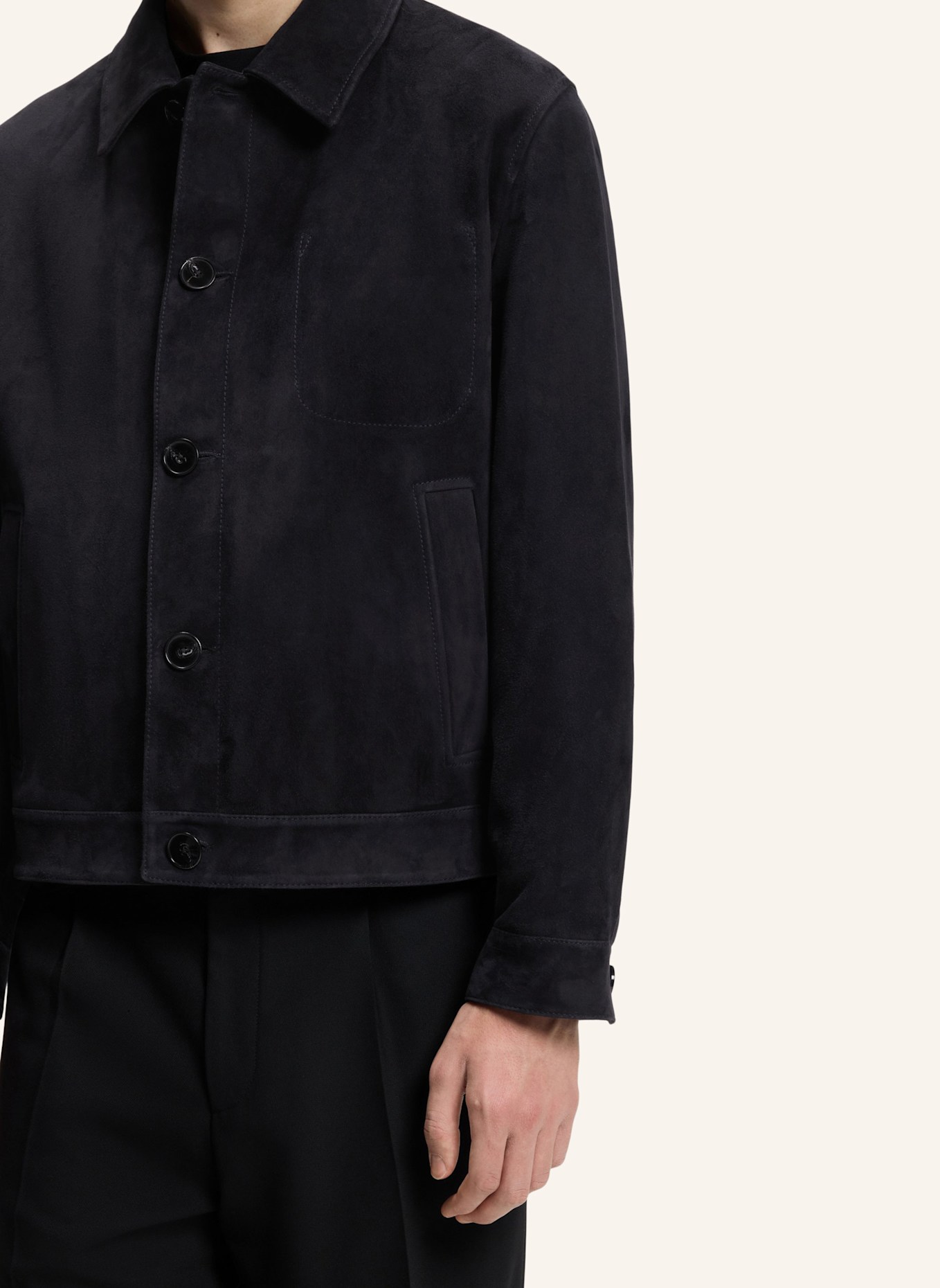HUGO Lederjacke LIGOR Regular Fit: DUNKELBLAU