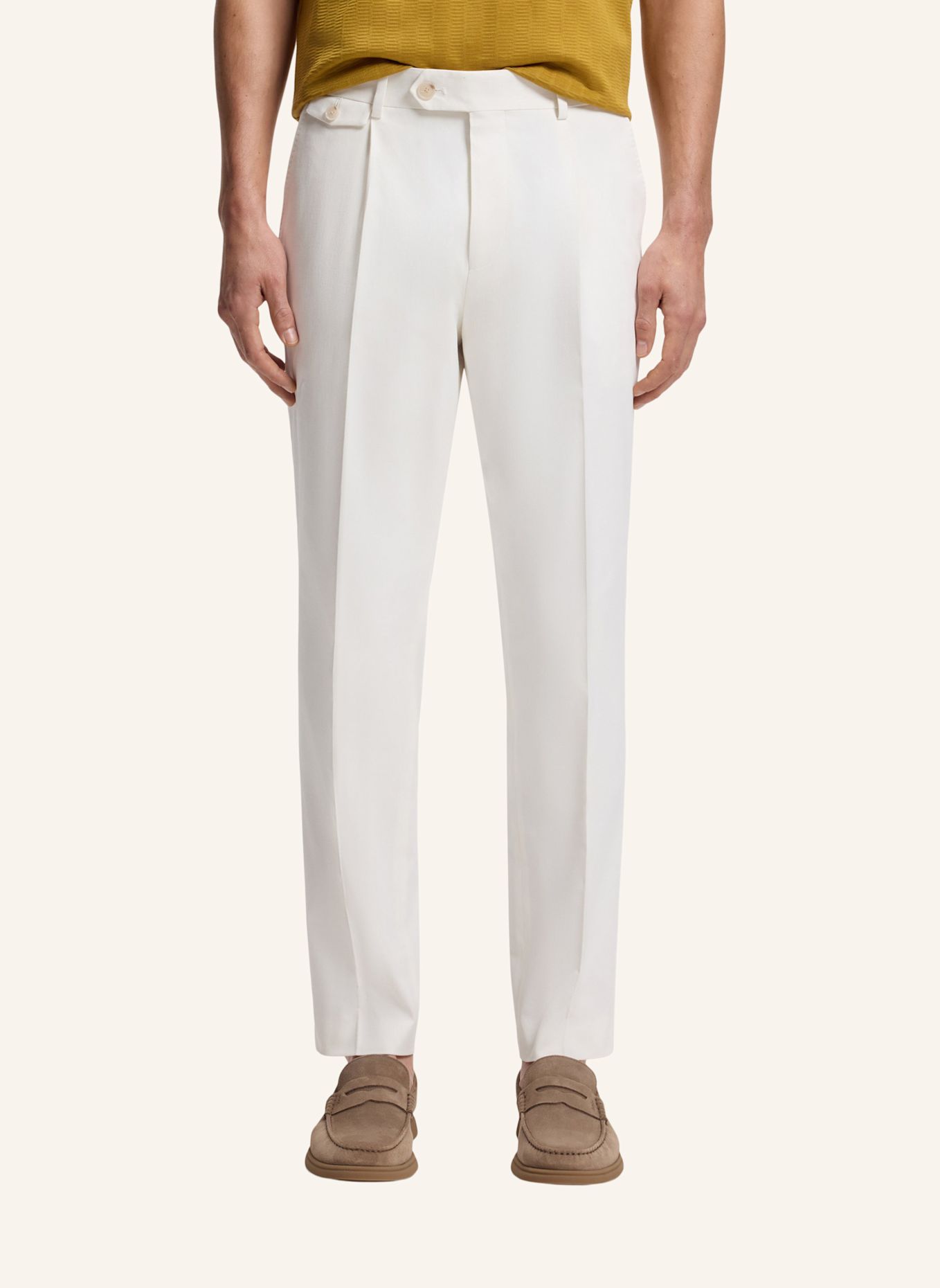 BOSS Businesshose H-PERIN-PL-DTL-263 Tapered Fit: WEISS