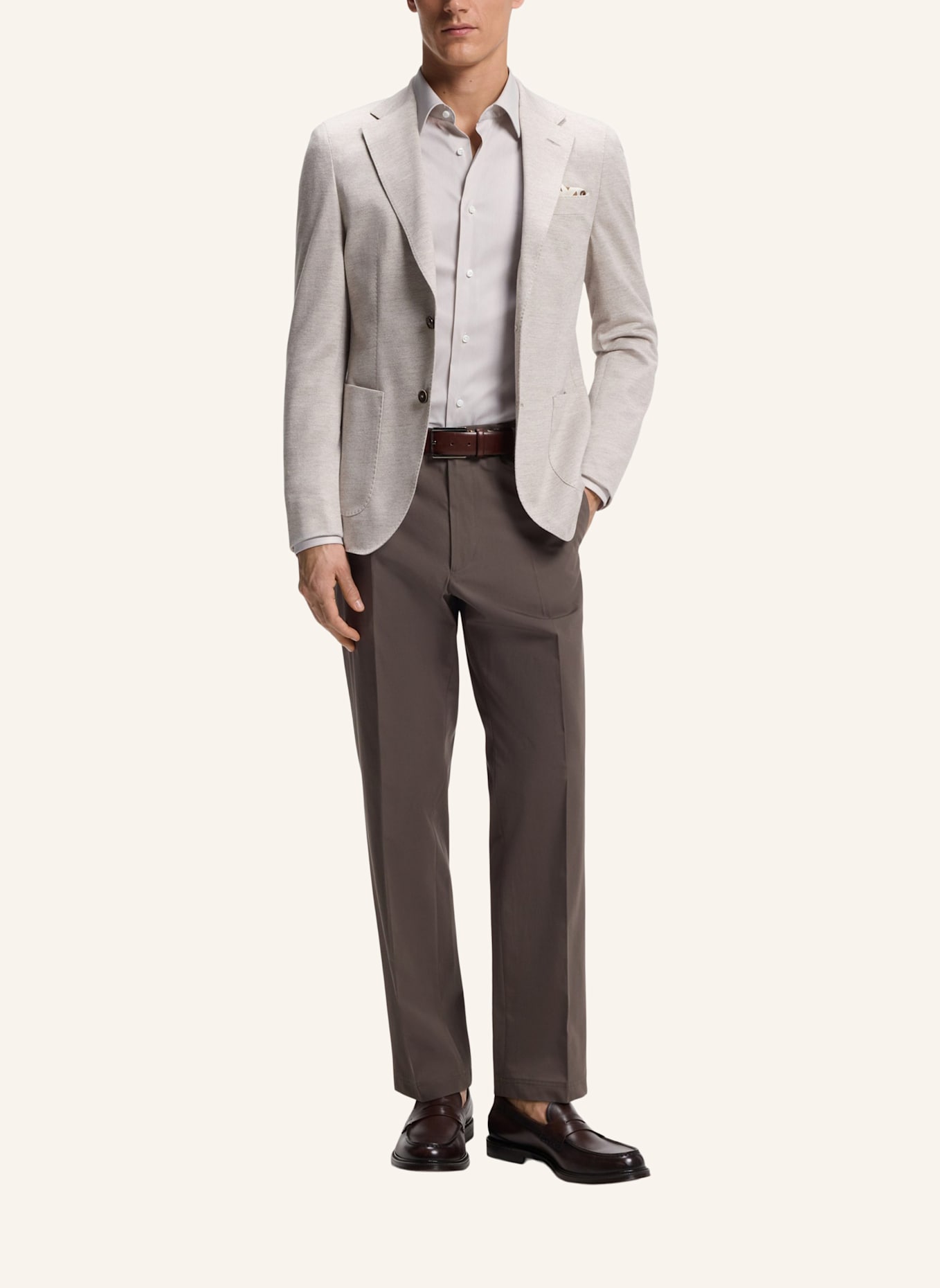 BOSS Business Hemd L-HAYS-KENT-C1-243 Slim Fit: BEIGE