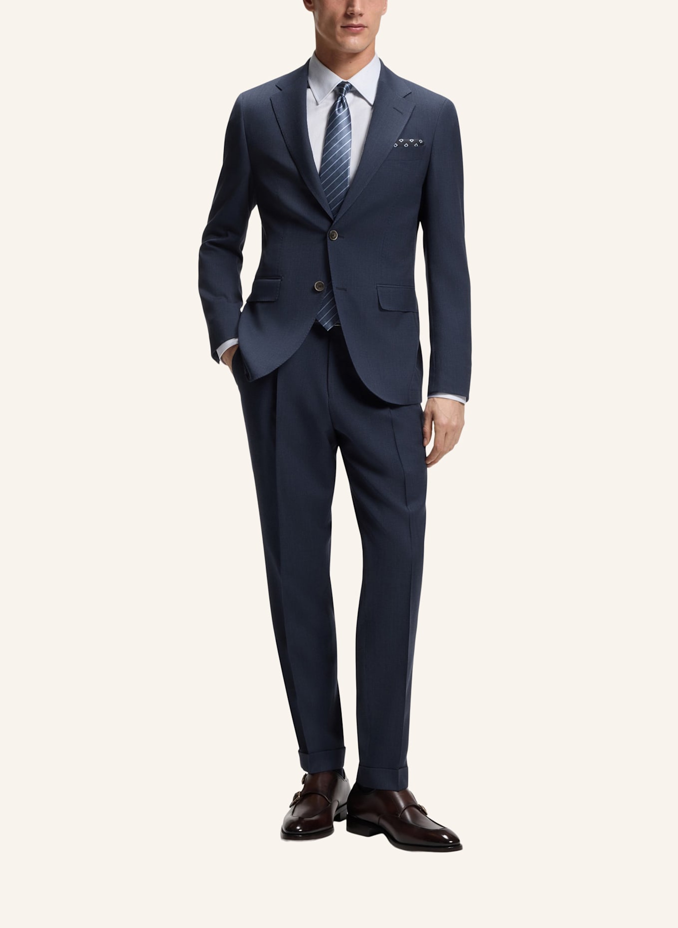 BOSS Business Hemd L-HAYS-KENT-C1-243 Slim Fit: DUNKELBLAU