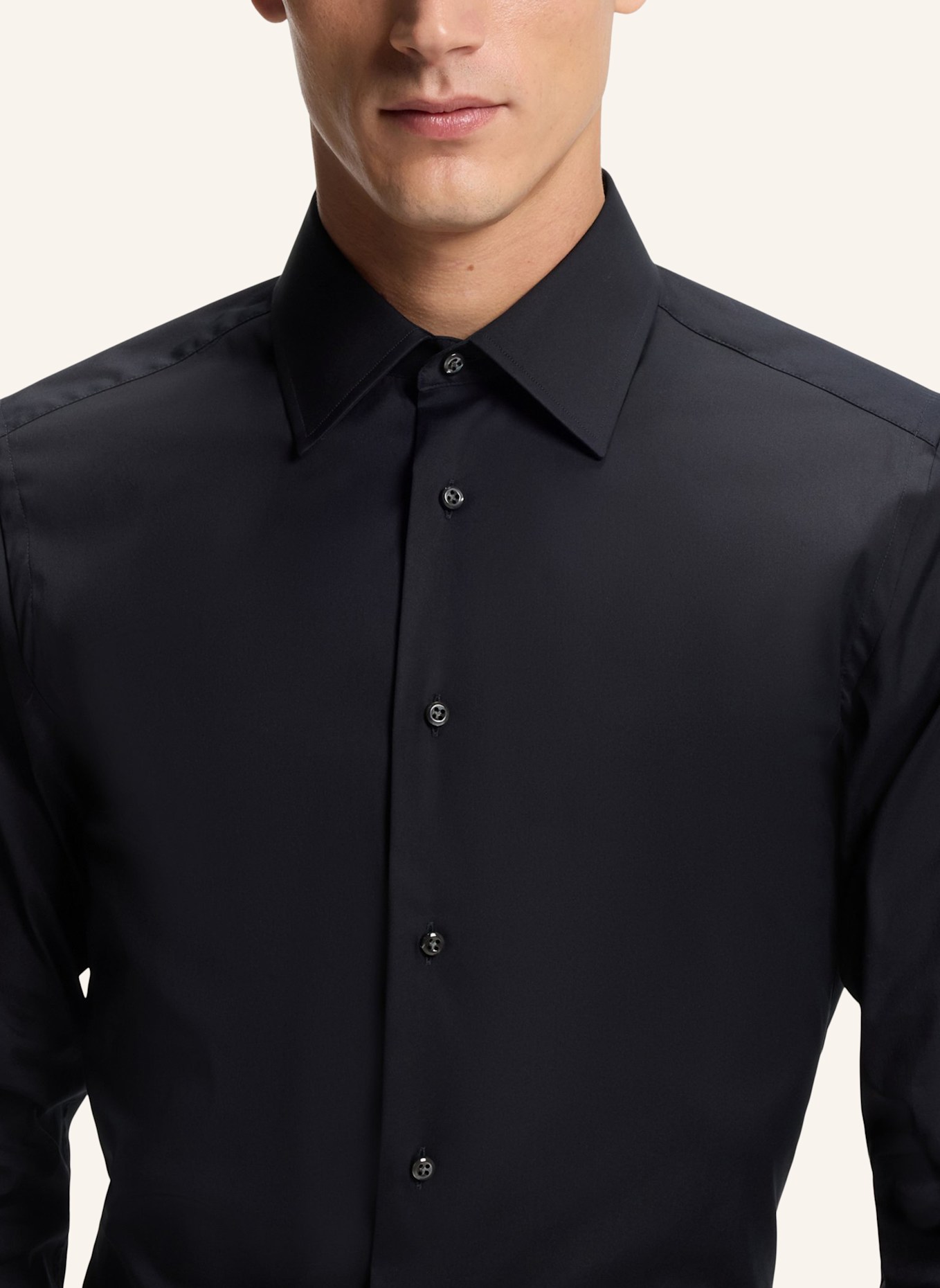 BOSS Business Hemd L-HAYS-KENT-C1-243 Slim Fit: DUNKELBLAU