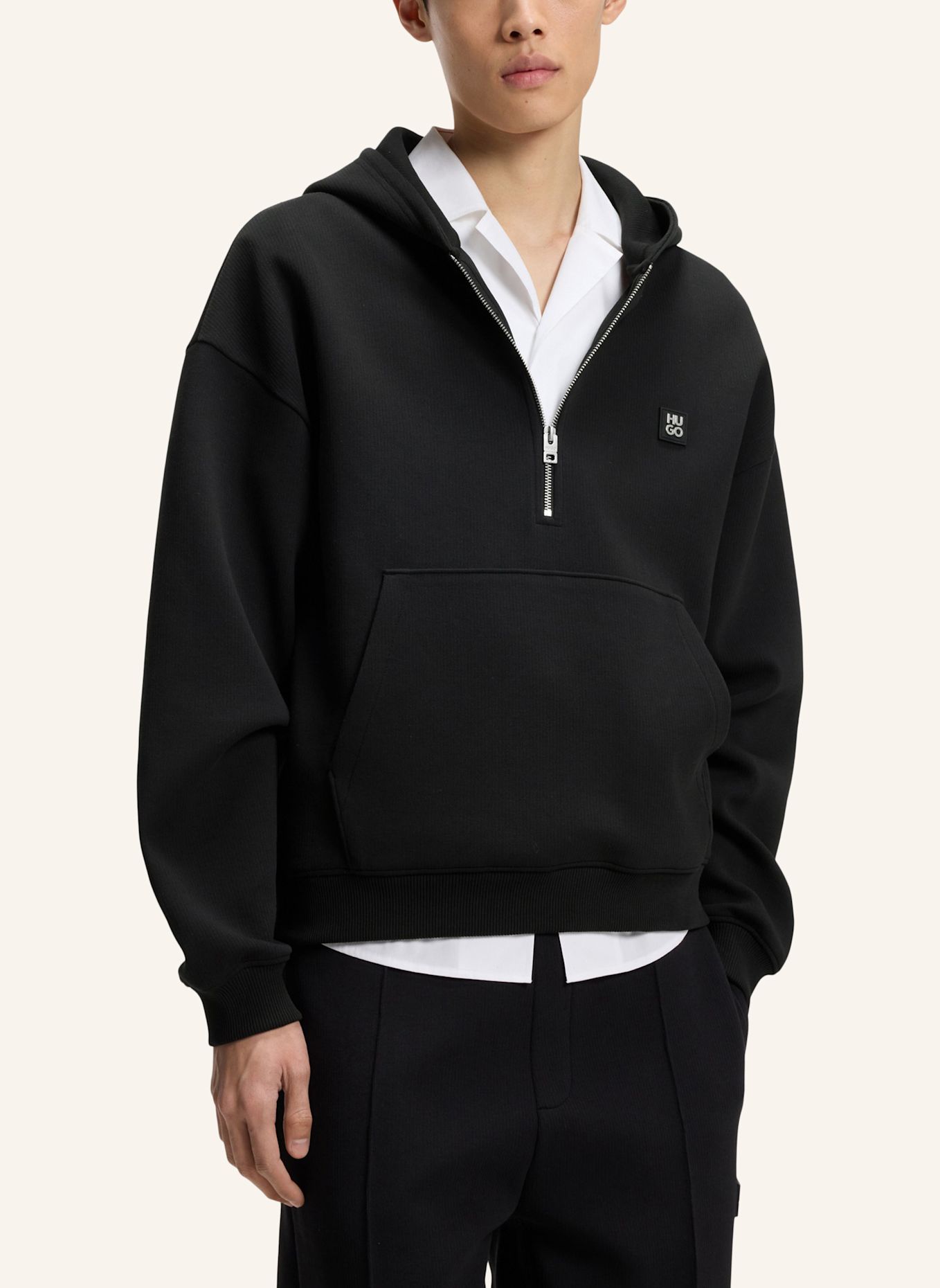 HUGO Sweatshirt DABINHOOD Oversize Fit: SCHWARZ