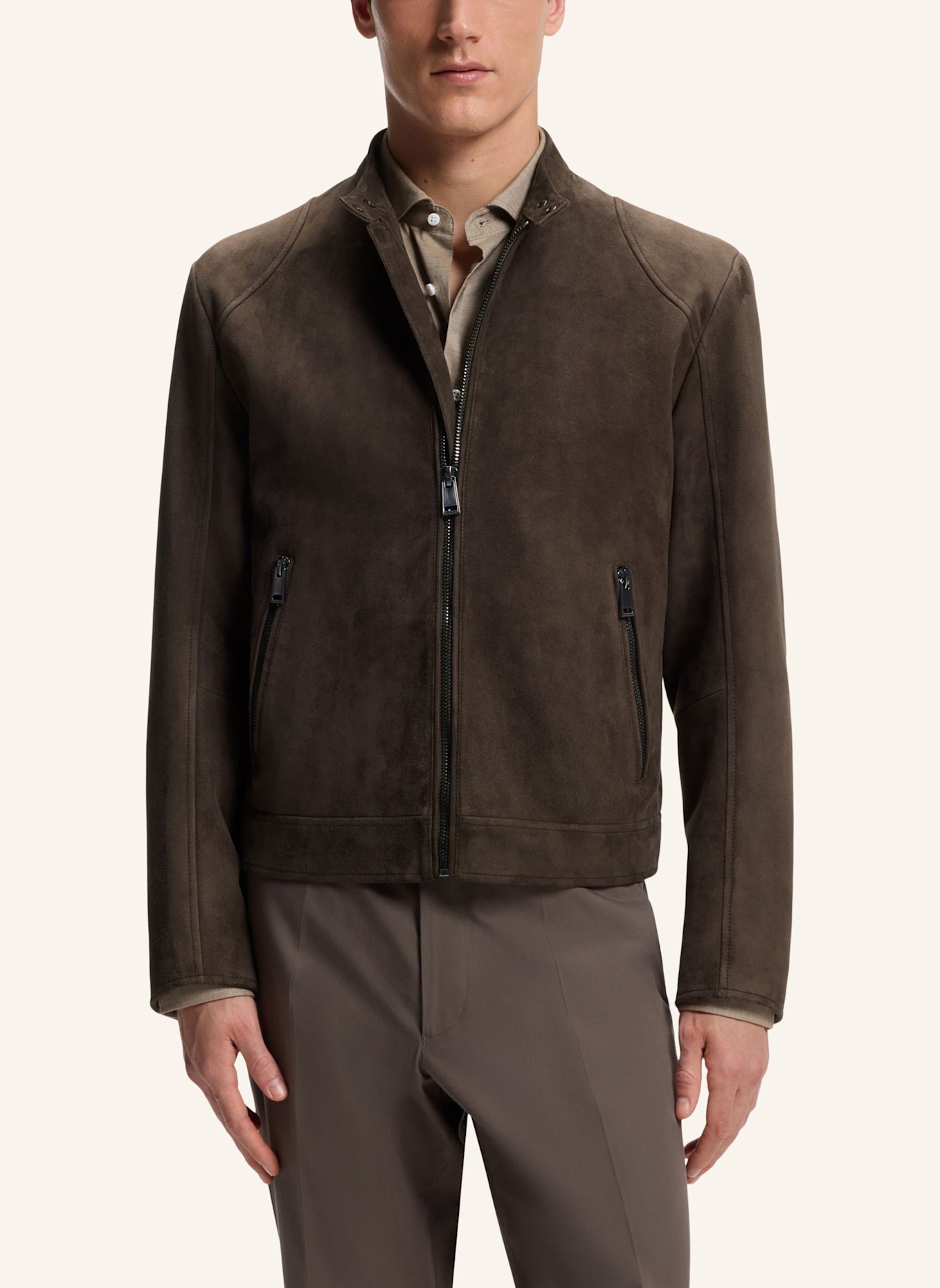 BOSS Lederjacke L-MIKER1: BRAUN
