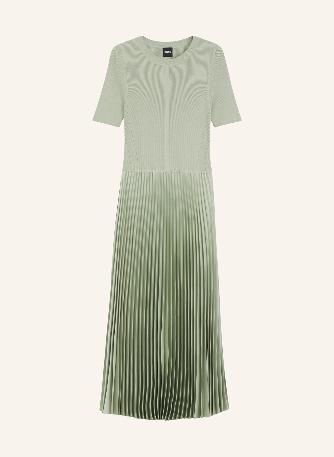 BOSS Kleid FADRIDI im Materialmix mit Plissees: GRÜN