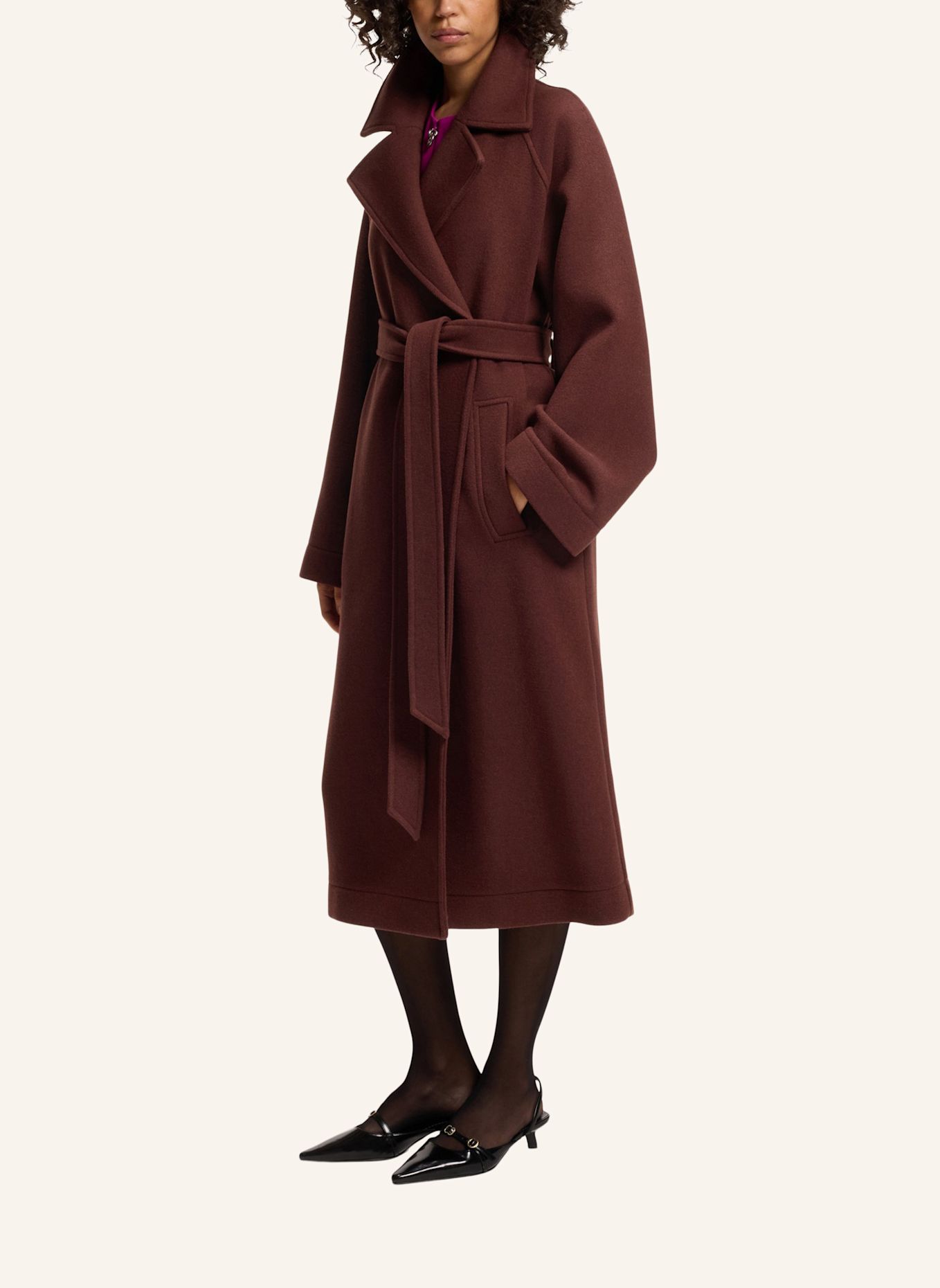 HUGO Coat MAKIRA-1 Oversize Fit: BRAUN