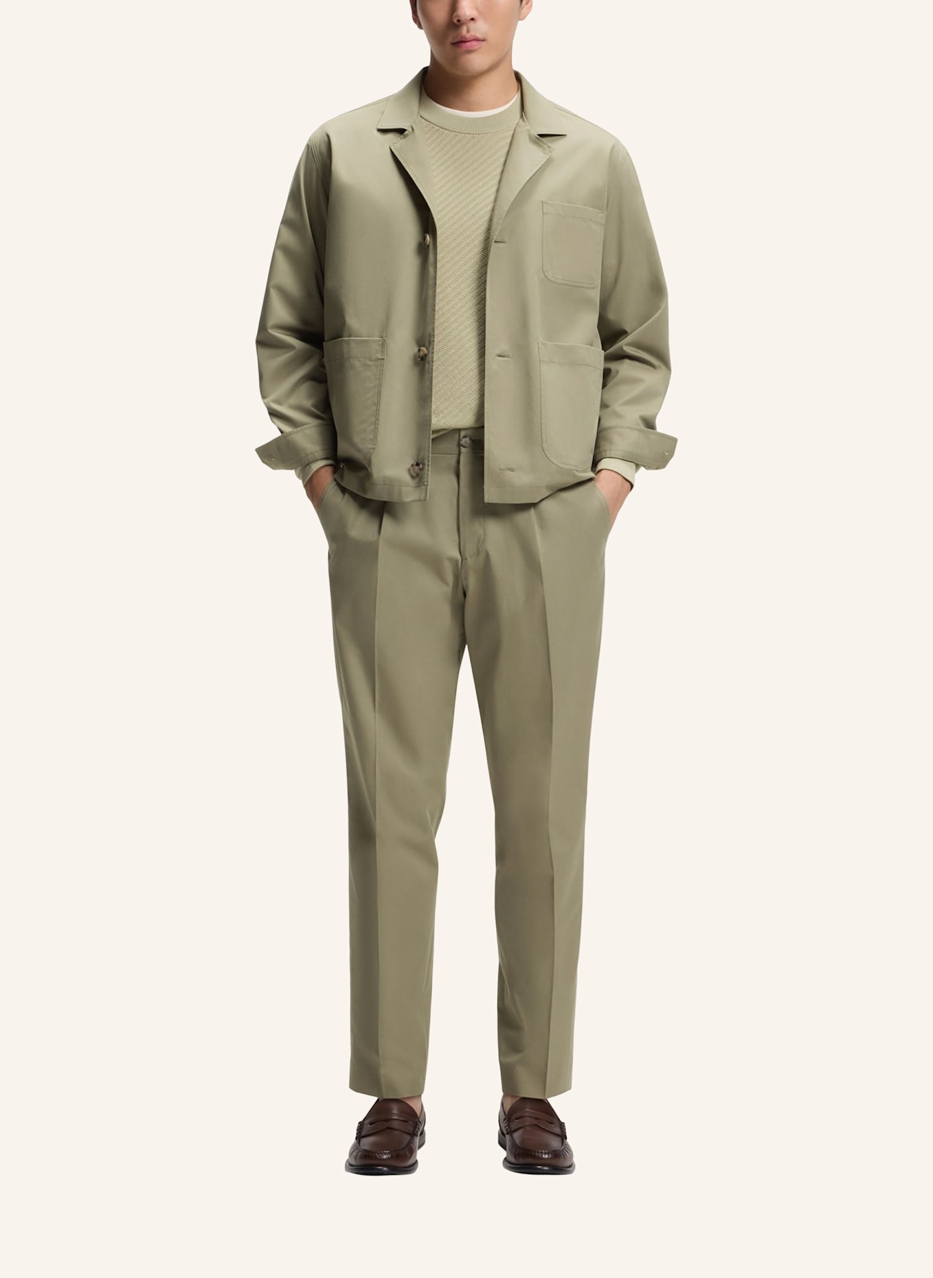 BOSS Business Hose C-PERIN-PL-263 Tapered Fit: KHAKI