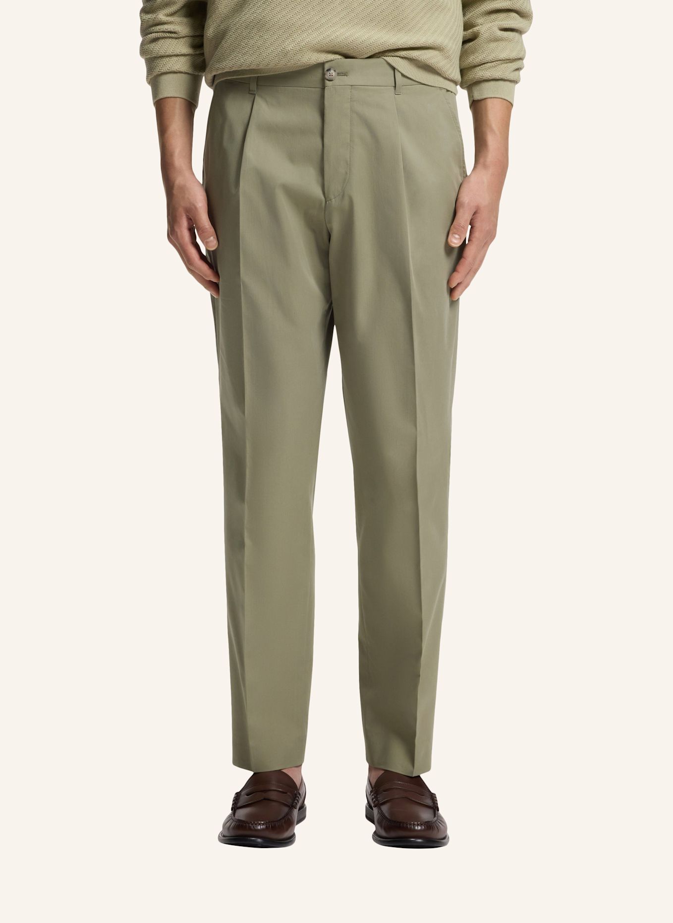 BOSS Businesshose C-PERIN-PL-263 Tapered Fit: KHAKI