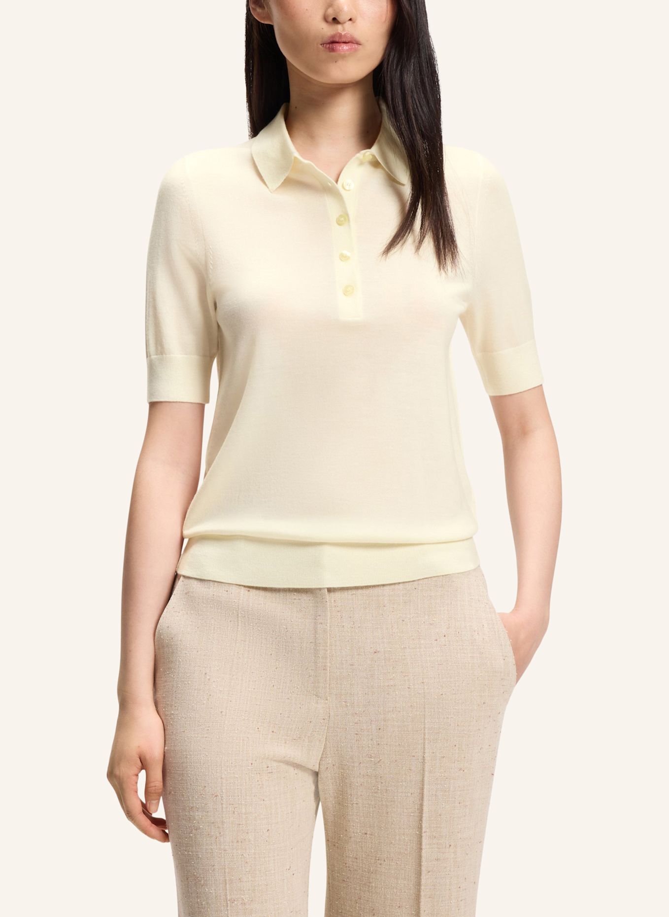 BOSS Poloshirt FIDENKA aus Merinowolle: BEIGE