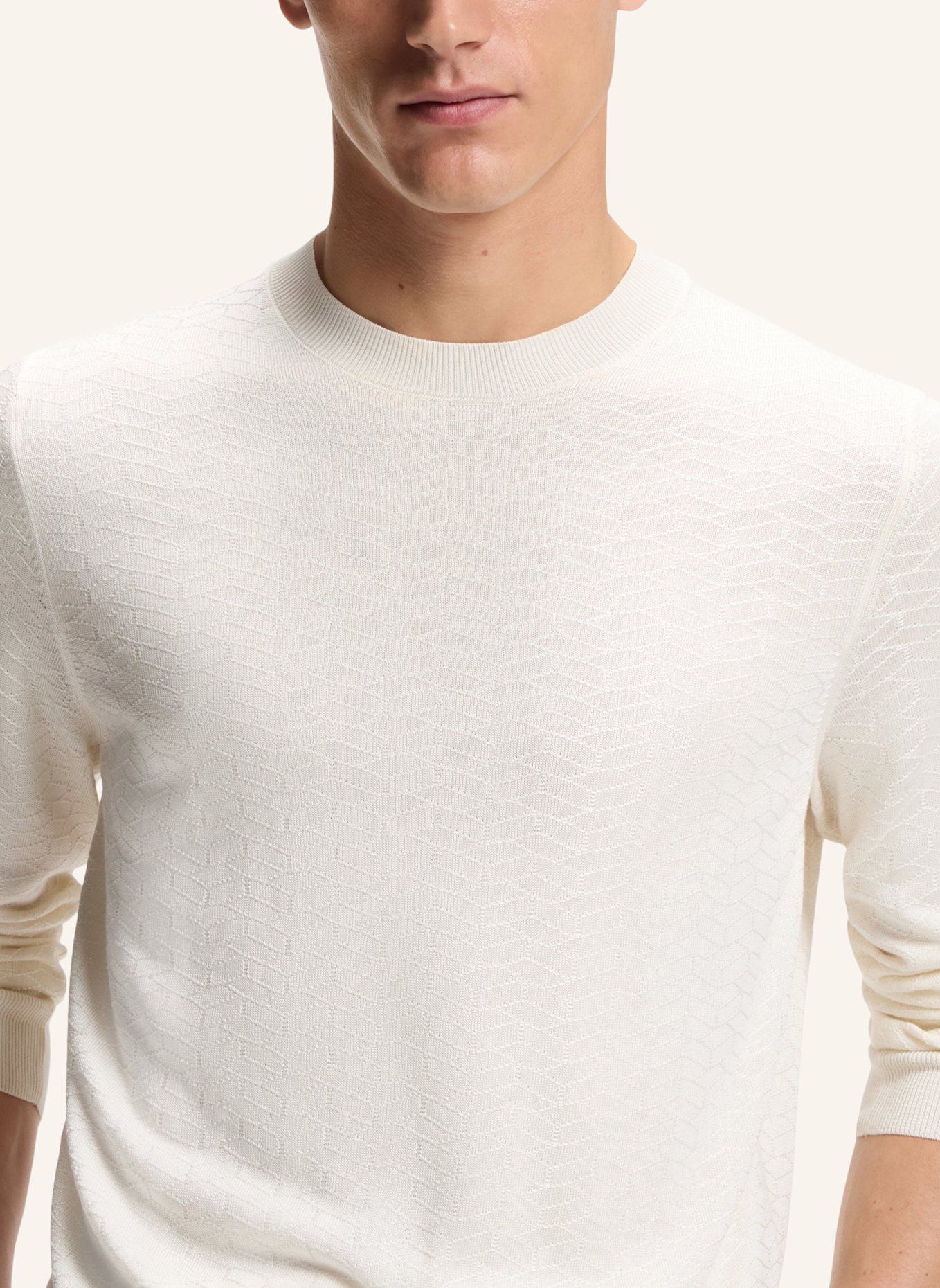 BOSS Pullover L-LAGHETTO Regular Fit: WEISS