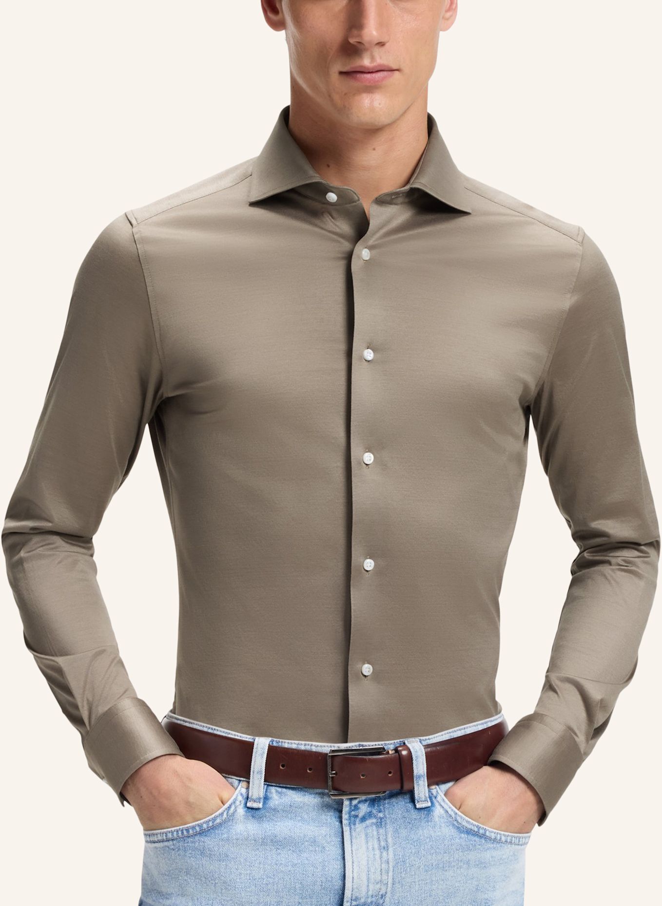 BOSS Hemd L-HAYS-SPREAD-C1-243 Slim Fit: BRAUN