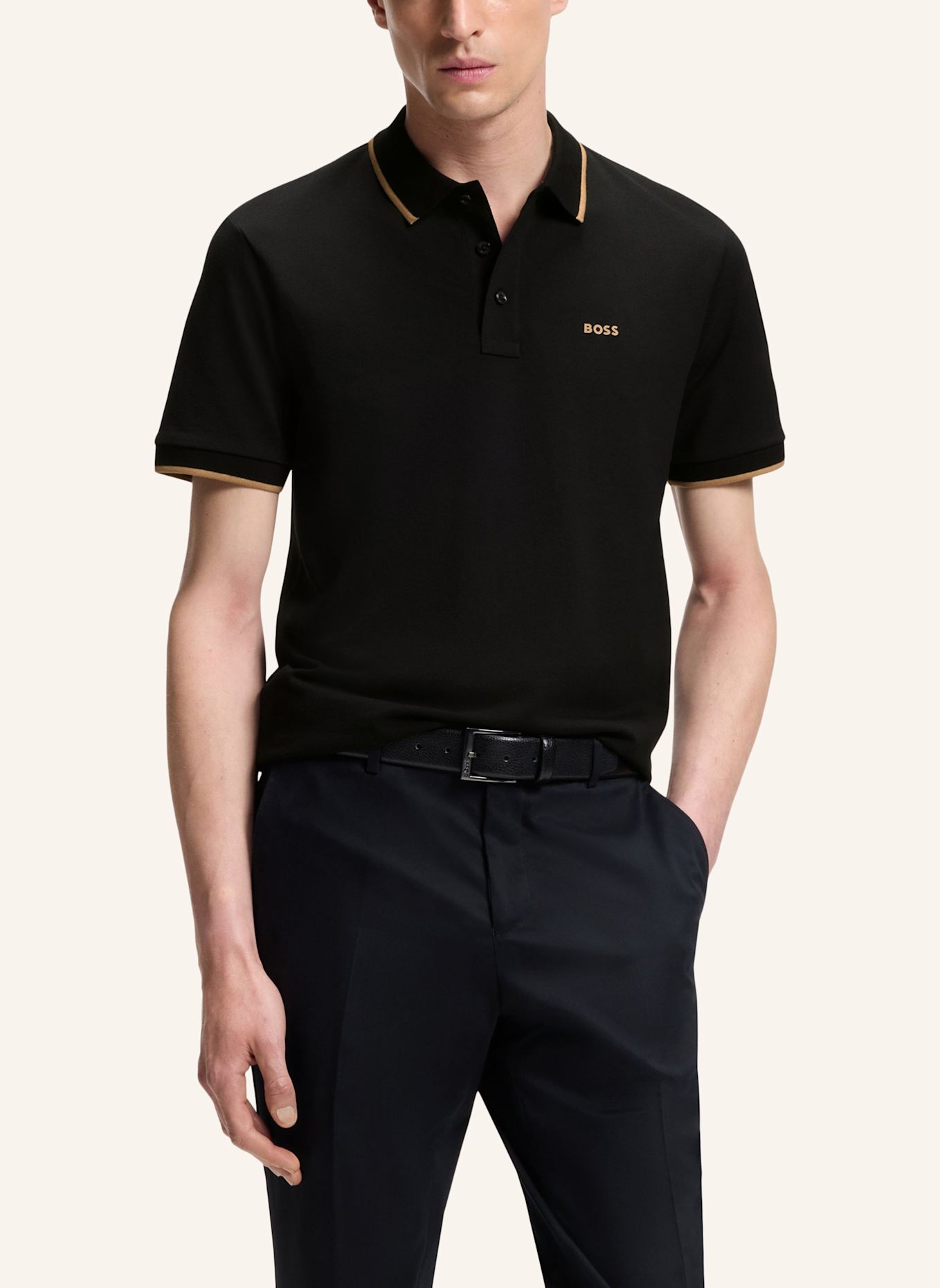 BOSS Piqué-Poloshirt PARLAY: SCHWARZ