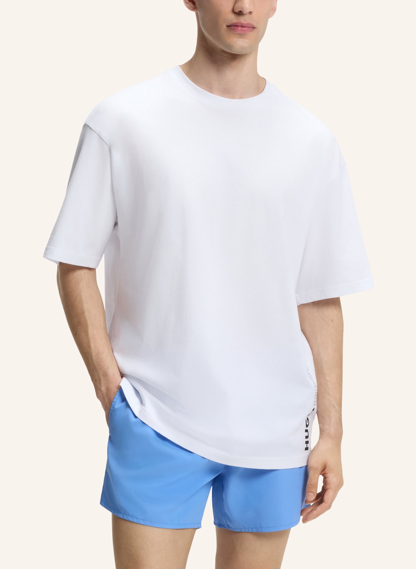 HUGO Badeshort TIKI T-SHIRT: WEISS