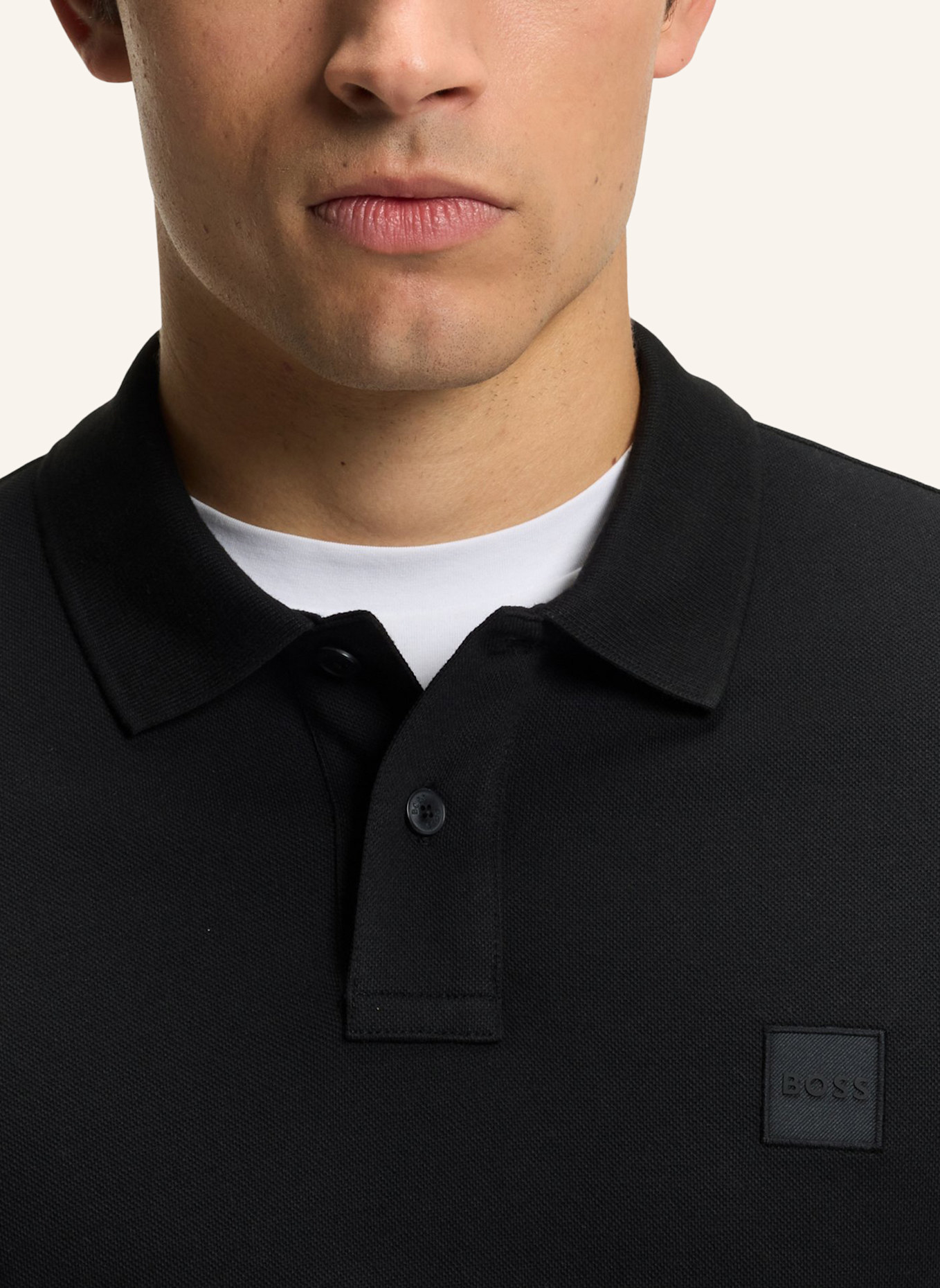 BOSS Piqué-Poloshirt PASSERBY Slim Fit: SCHWARZ