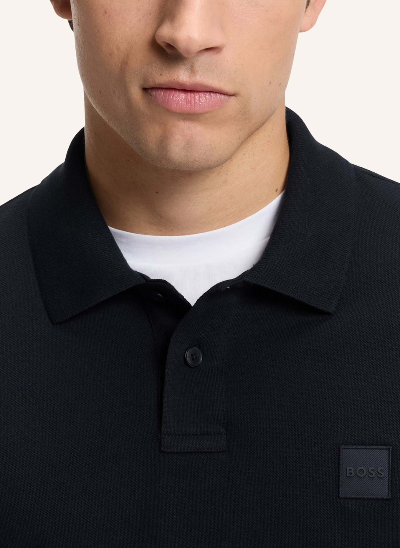 BOSS Piqué-Poloshirt PASSERBY Slim Fit: DUNKELBLAU