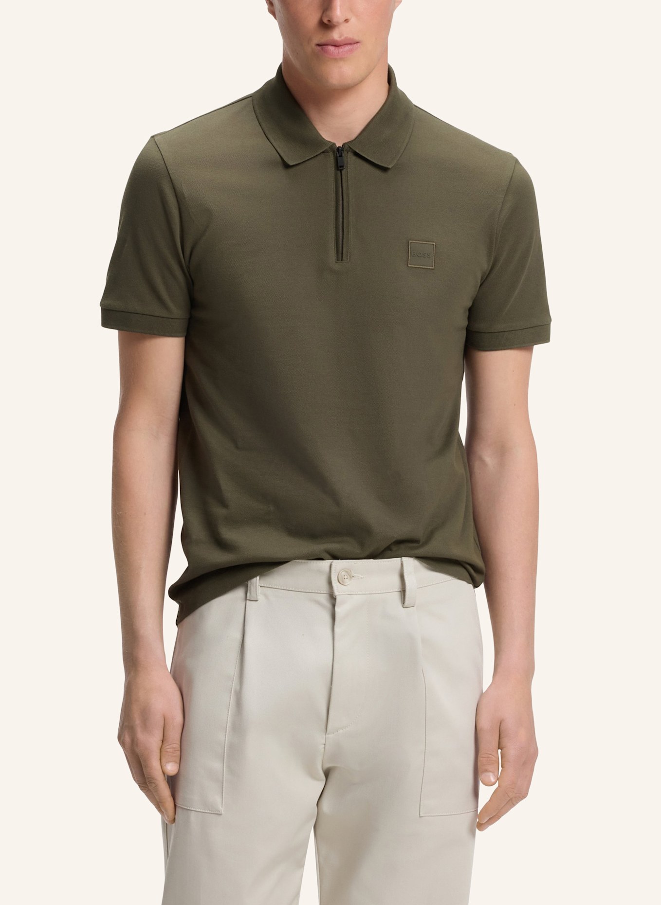 BOSS Piqué-Poloshirt PASSERZIP: GRÜN