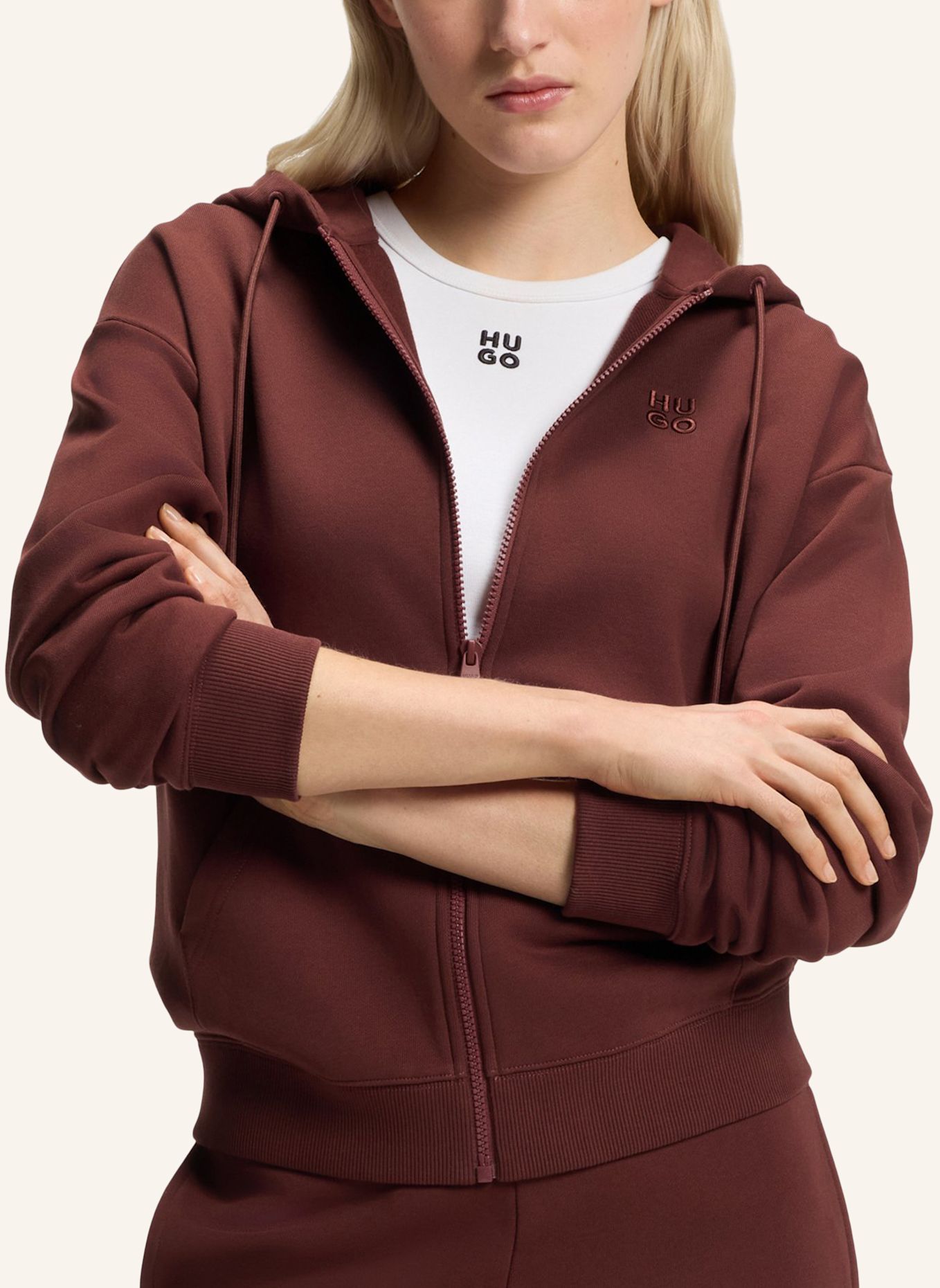 HUGO Sweatshirt DALFINE Regular Fit: BRAUN