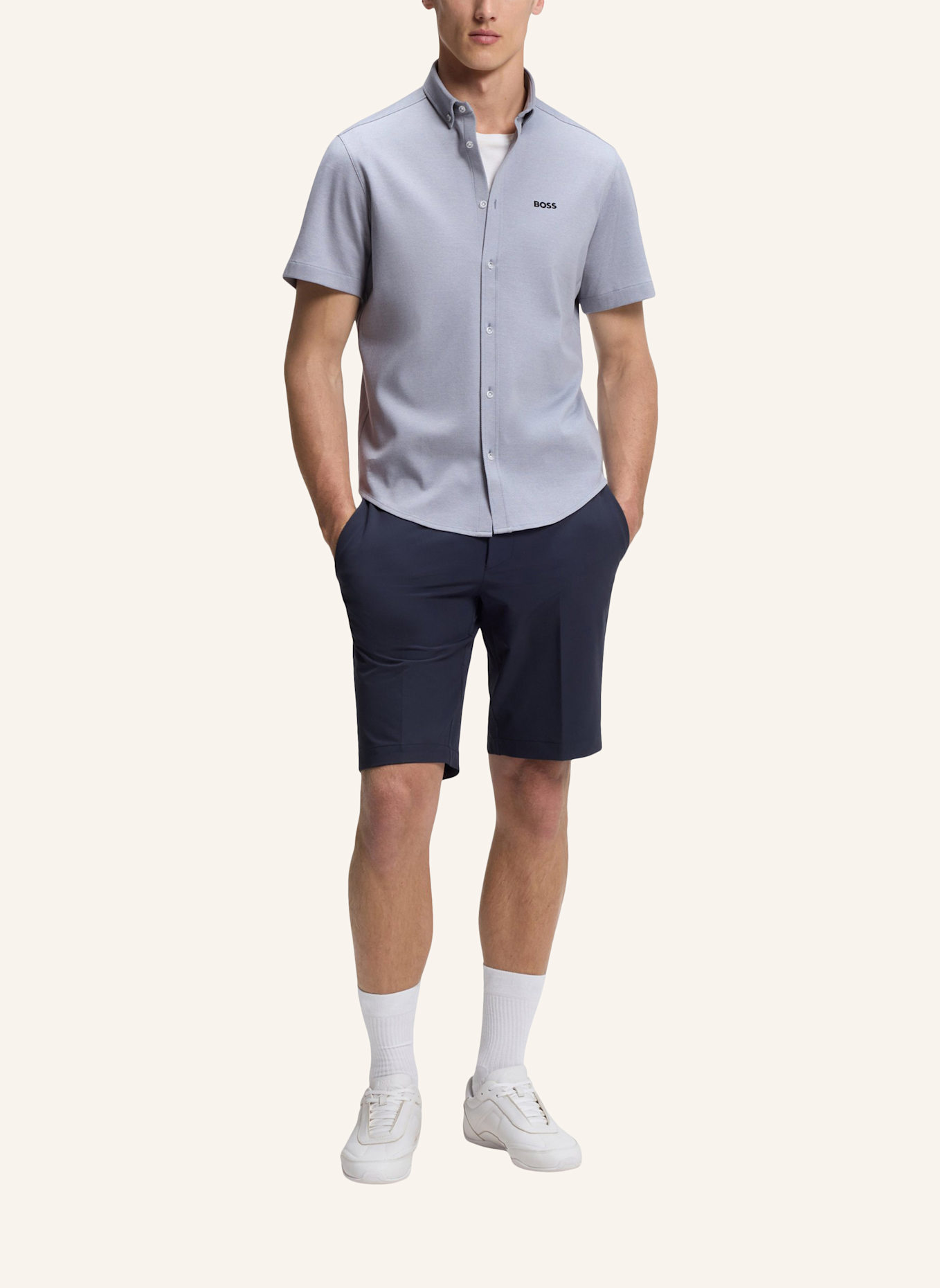 BOSS Kurzarm-Hemd ST_MOTION S Regular Fit aus Jersey: DUNKELGRAU