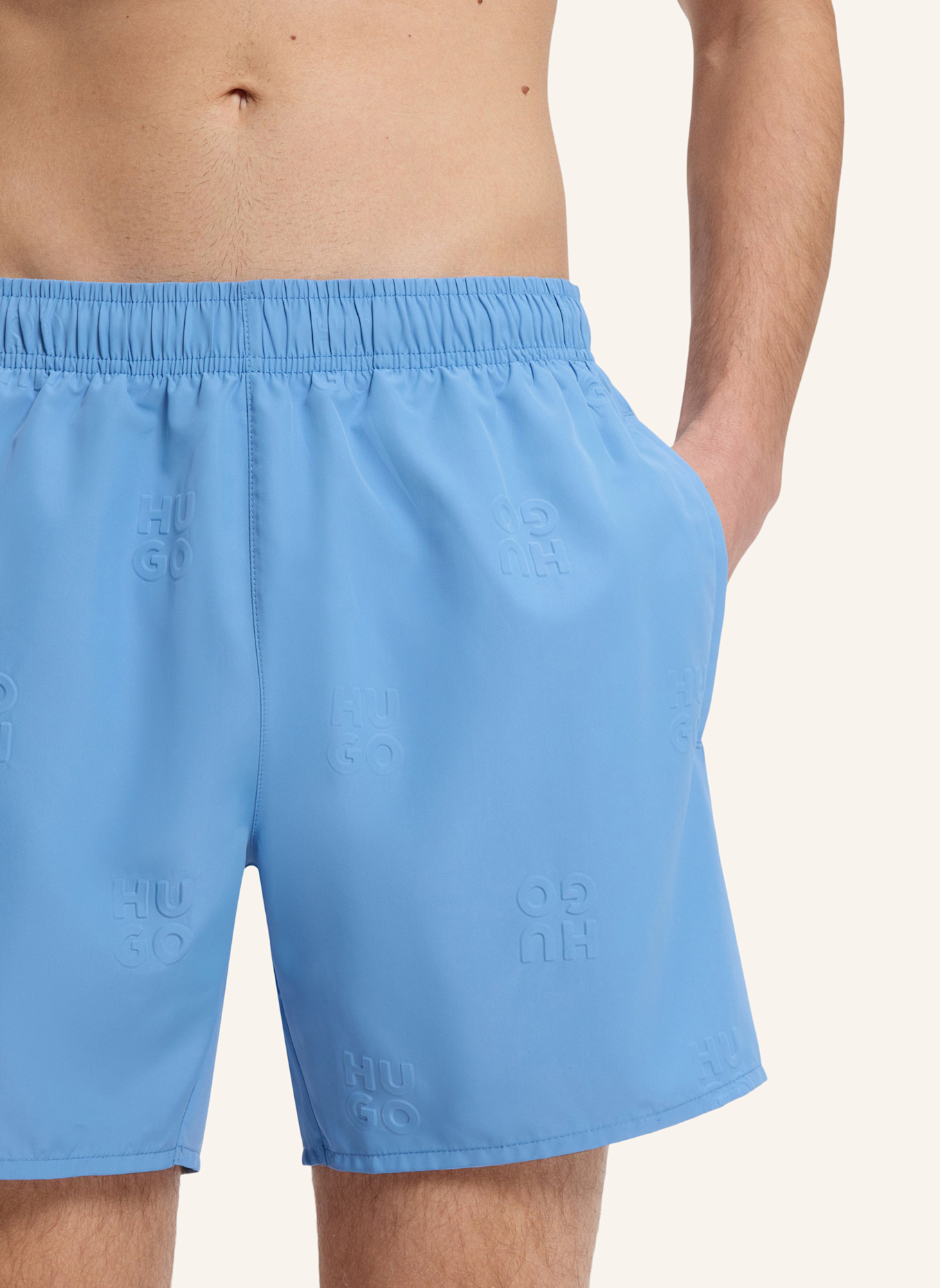 HUGO Badeshort TONAL_LOGO: BLAU
