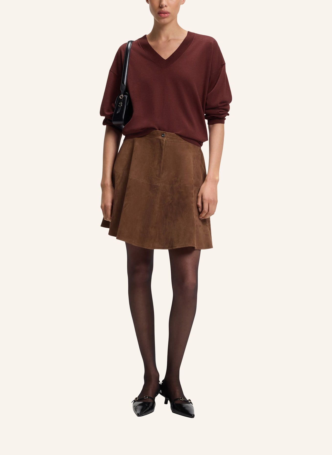 HUGO Pullover SESSARINA Relaxed Fit: BRAUN