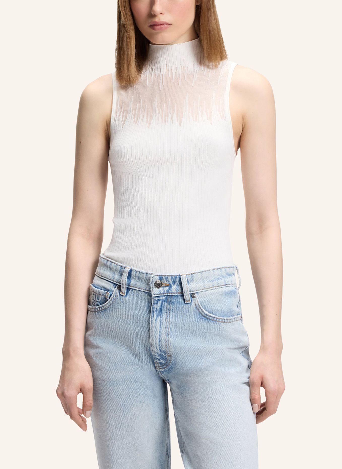 HUGO Top SIEFFY Slim Fit: WEISS