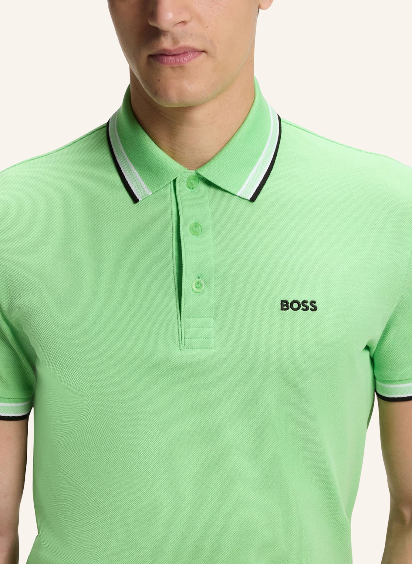 BOSS Piqué-Poloshirt PADDY CURVED Regular Fit: GRÜN