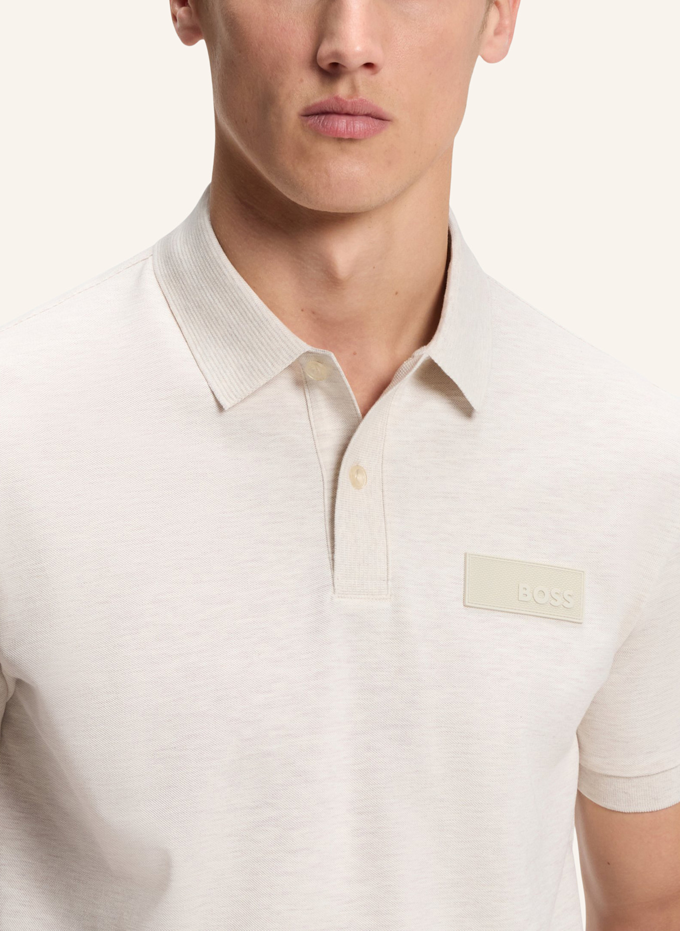 BOSS Polo PADDY STRUCTURE Regular Fit: WEISS