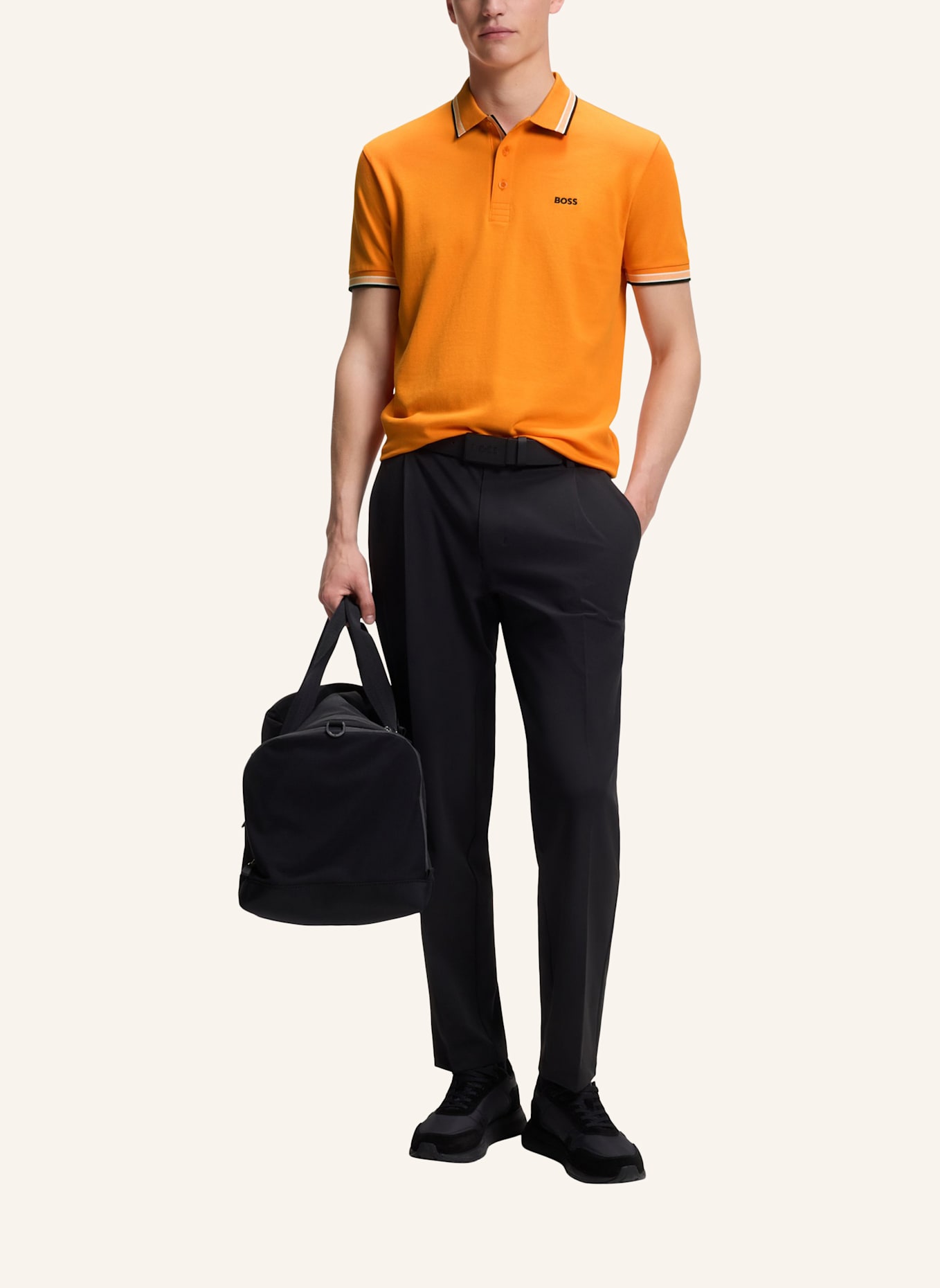 BOSS Piqué-Poloshirt PADDY CURVED Regular Fit: ORANGE