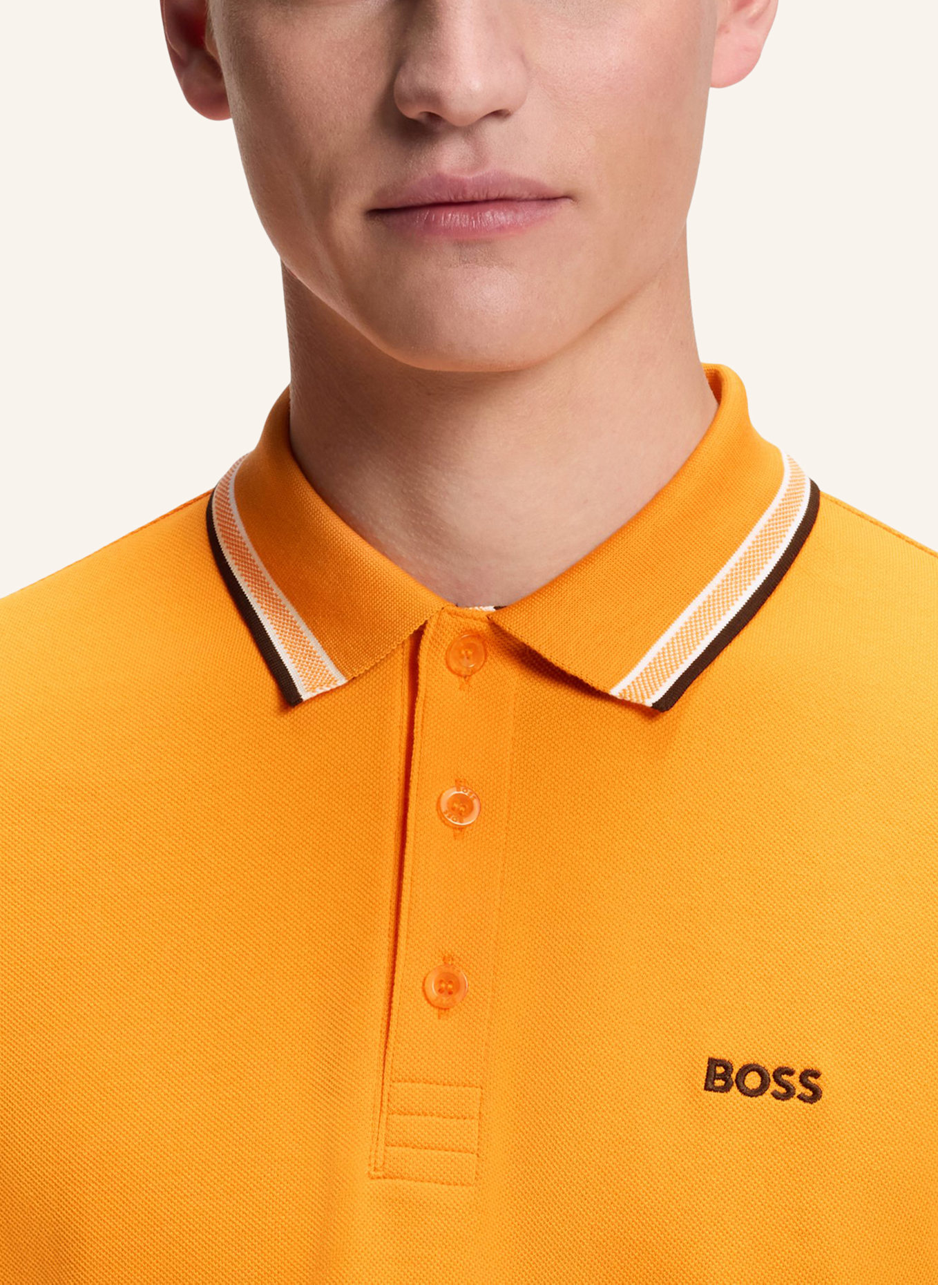 BOSS Piqué-Poloshirt PADDY CURVED Regular Fit: ORANGE