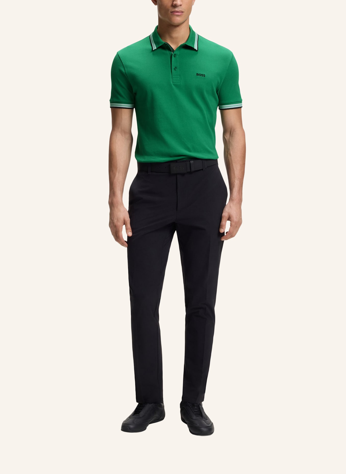 BOSS Piqué-Poloshirt PADDY CURVED Regular Fit: GRÜN