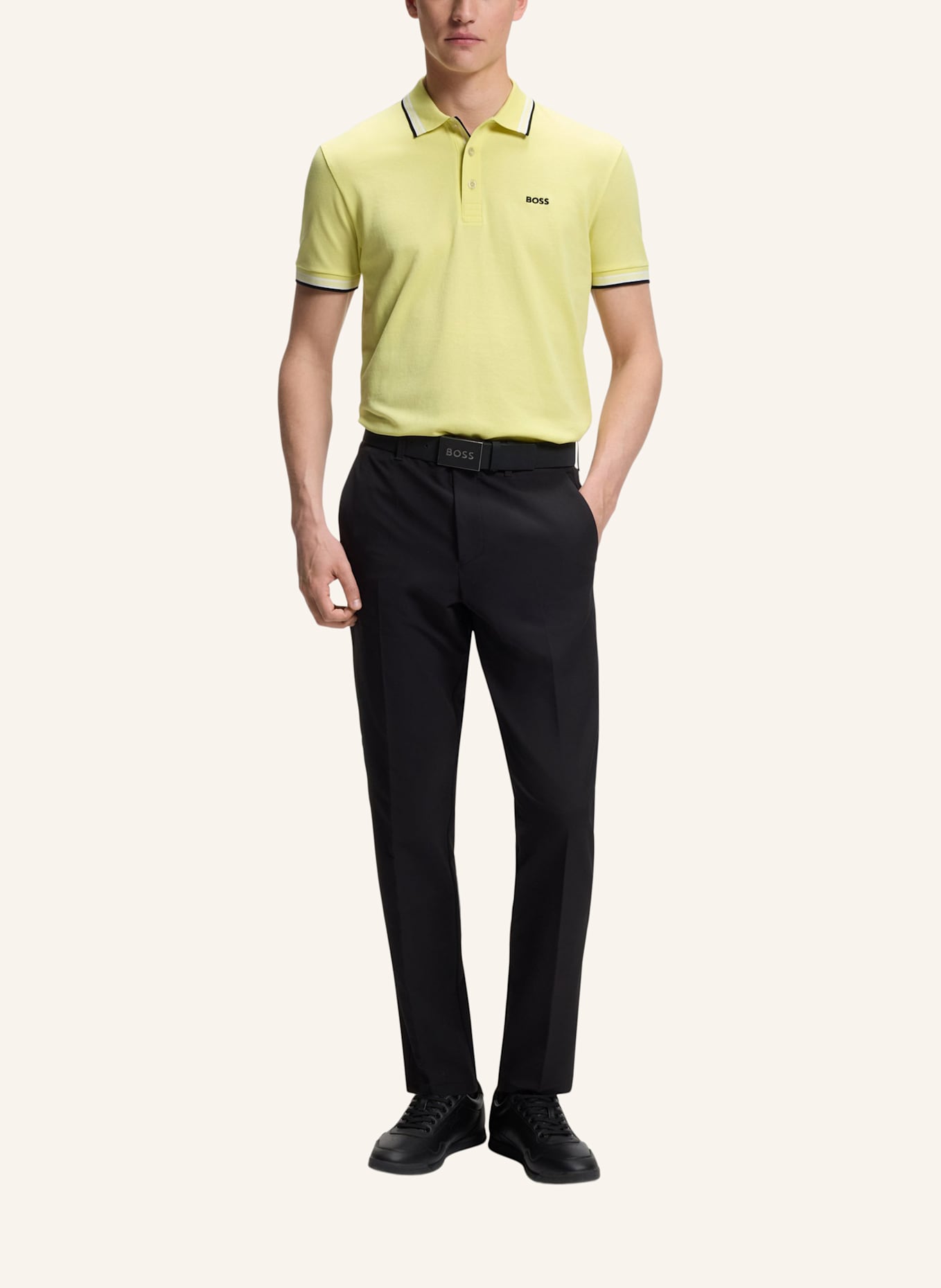 BOSS Piqué-Poloshirt PADDY CURVED Regular Fit: GELB