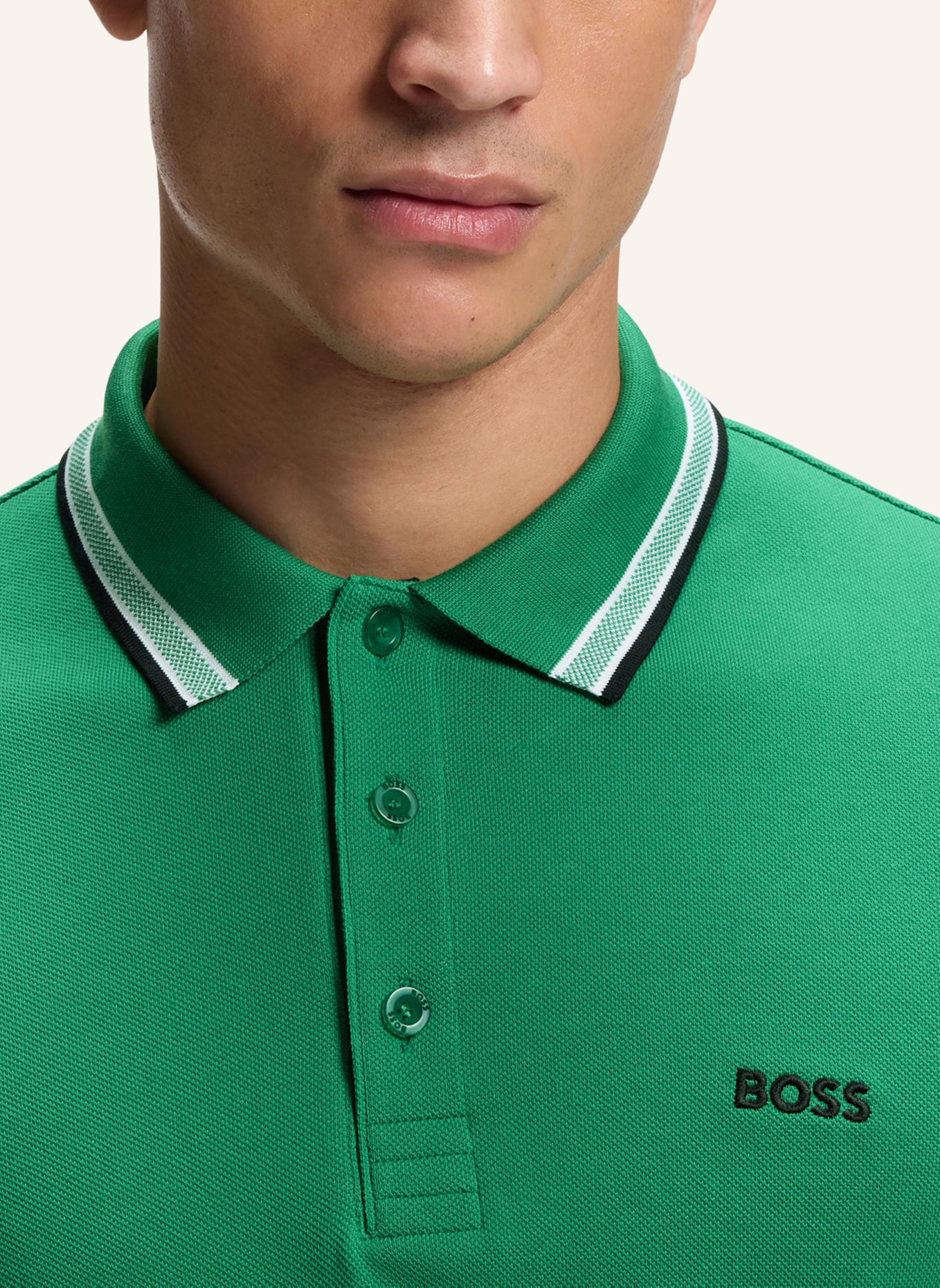 BOSS Piqué-Poloshirt PADDY CURVED Regular Fit: GRÜN