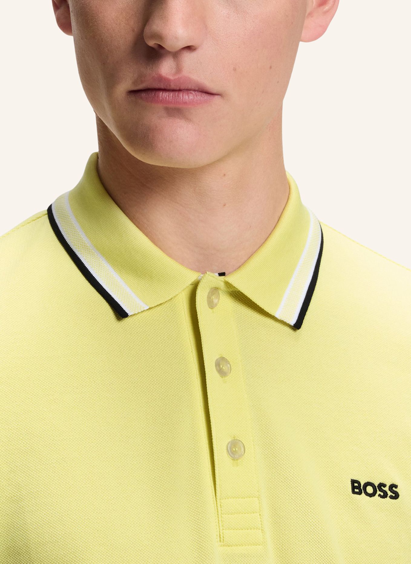 BOSS Piqué-Poloshirt PADDY CURVED Regular Fit: GELB