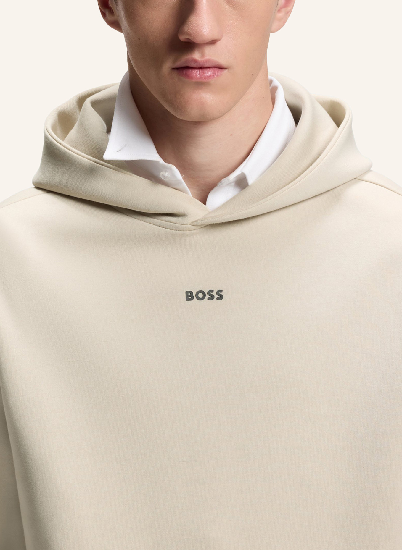 BOSS Sweatshirt SW_GLOBE HOOD Relaxed Fit: BEIGE