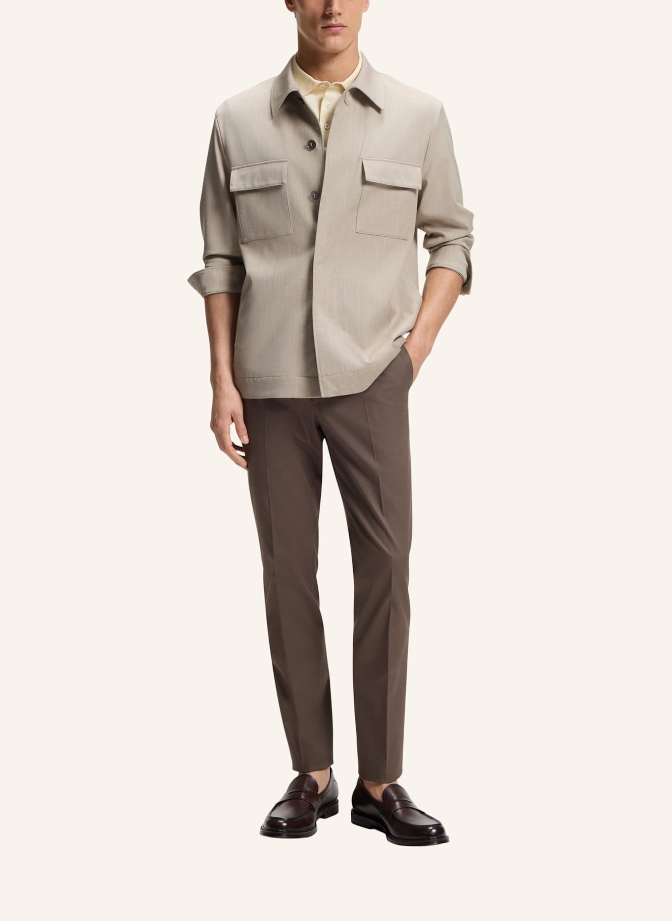 BOSS Sakko L-CORVIN-2FP-263 Relaxed Fit: BEIGE