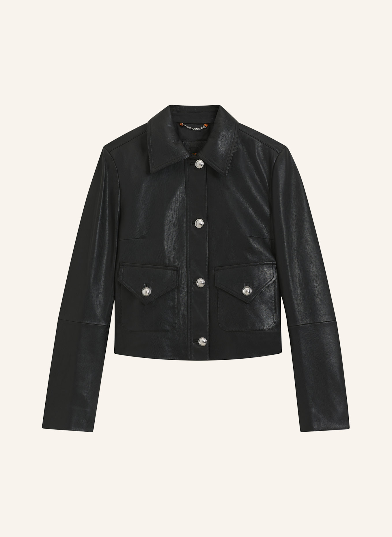 BOSS Lederjacke C_SAKARA Regular Fit: SCHWARZ