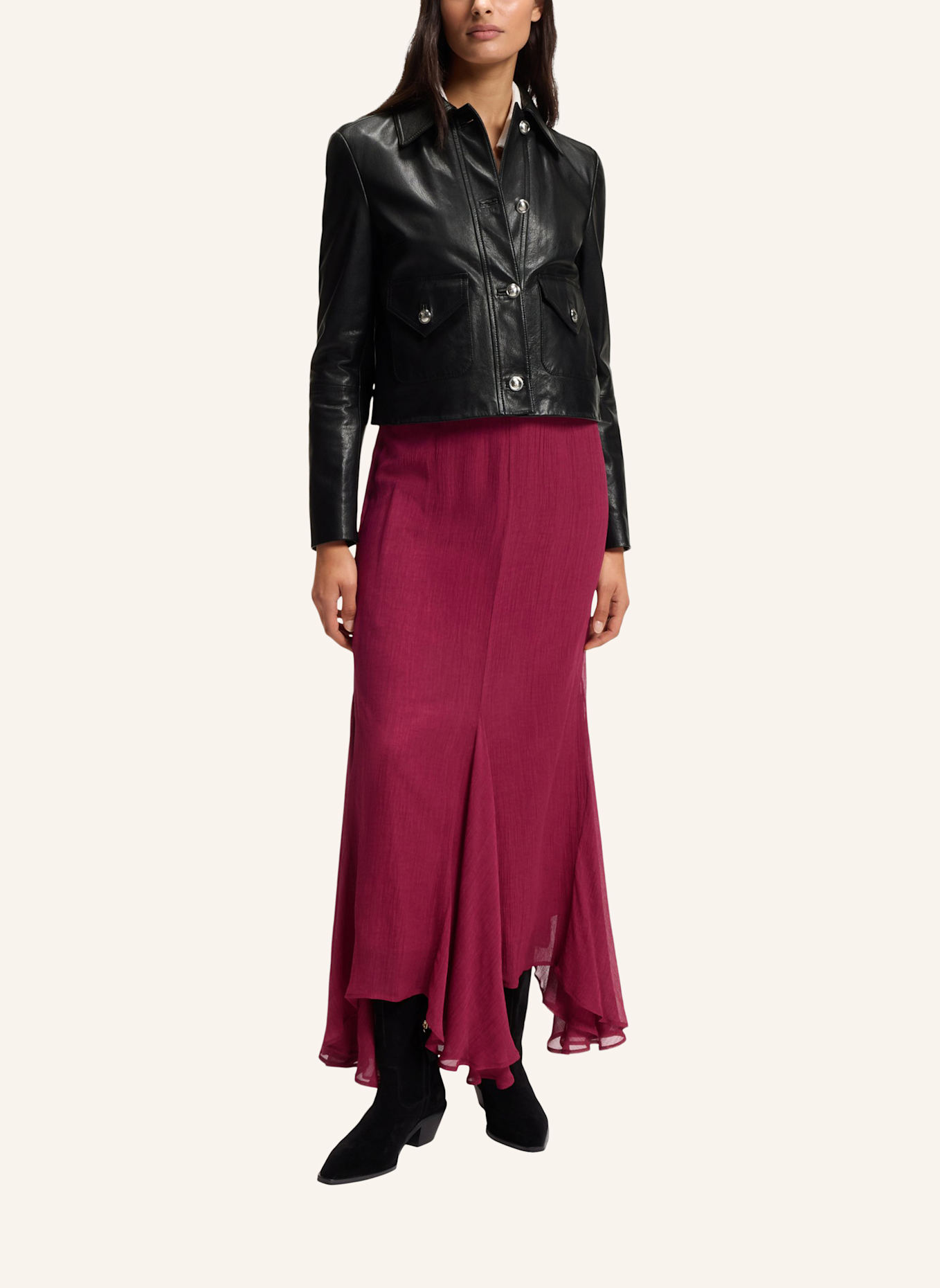 BOSS Lederjacke C_SAKARA Regular Fit: SCHWARZ