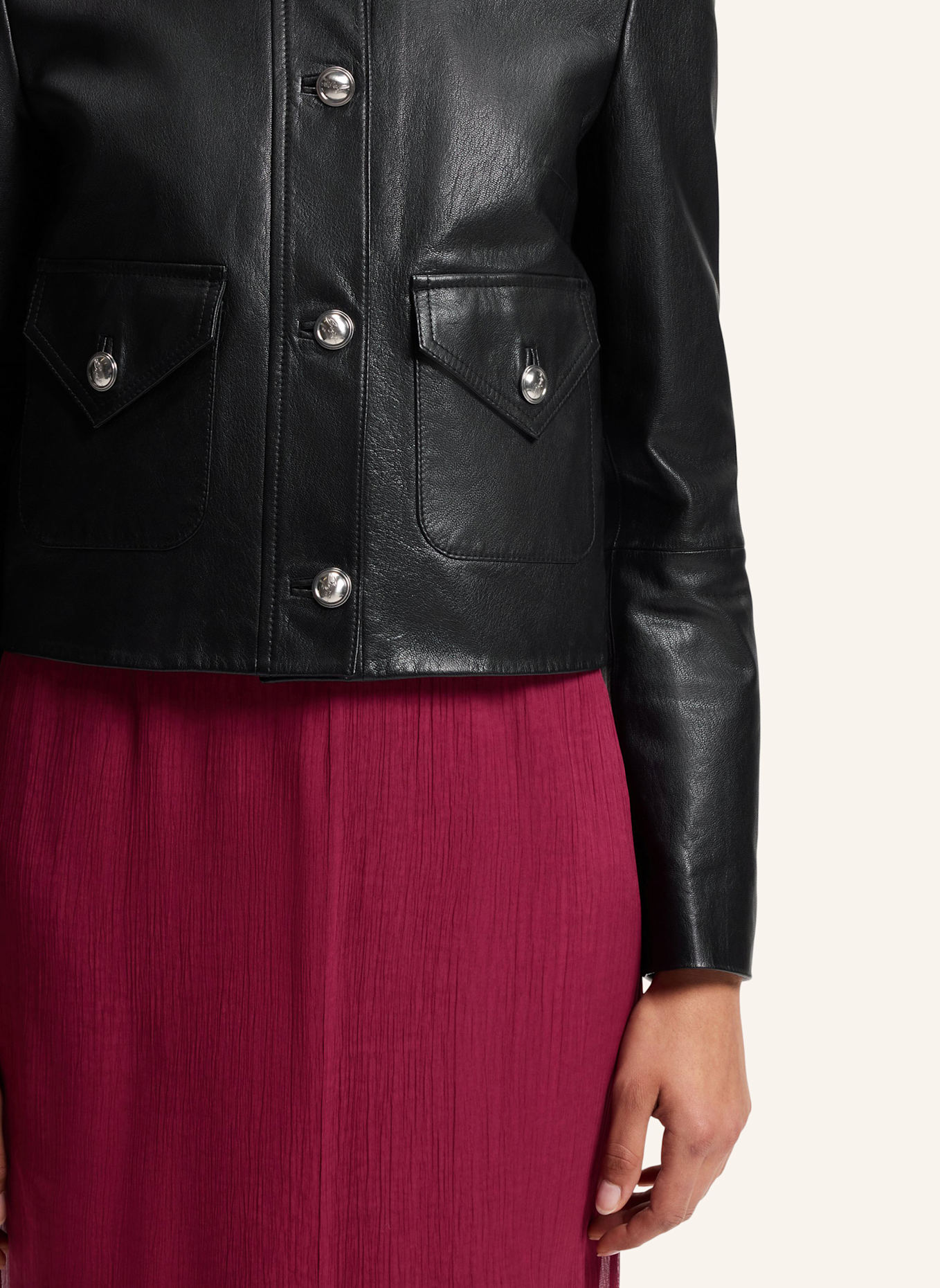 BOSS Lederjacke C_SAKARA Regular Fit: SCHWARZ