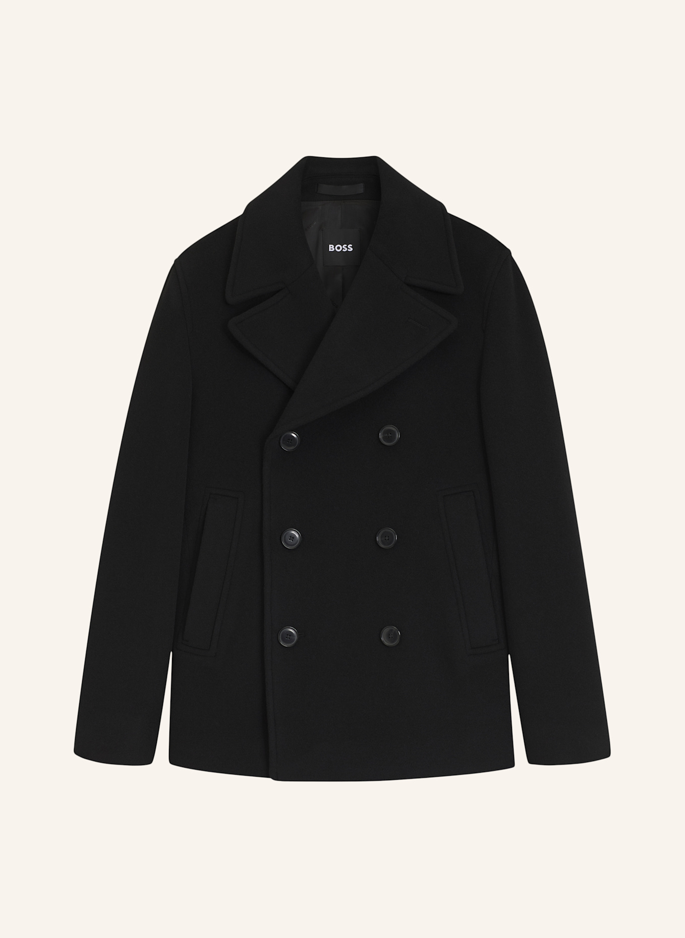 BOSS Coat H-HYDE-PEACOAT-264 Slim Fit: SCHWARZ
