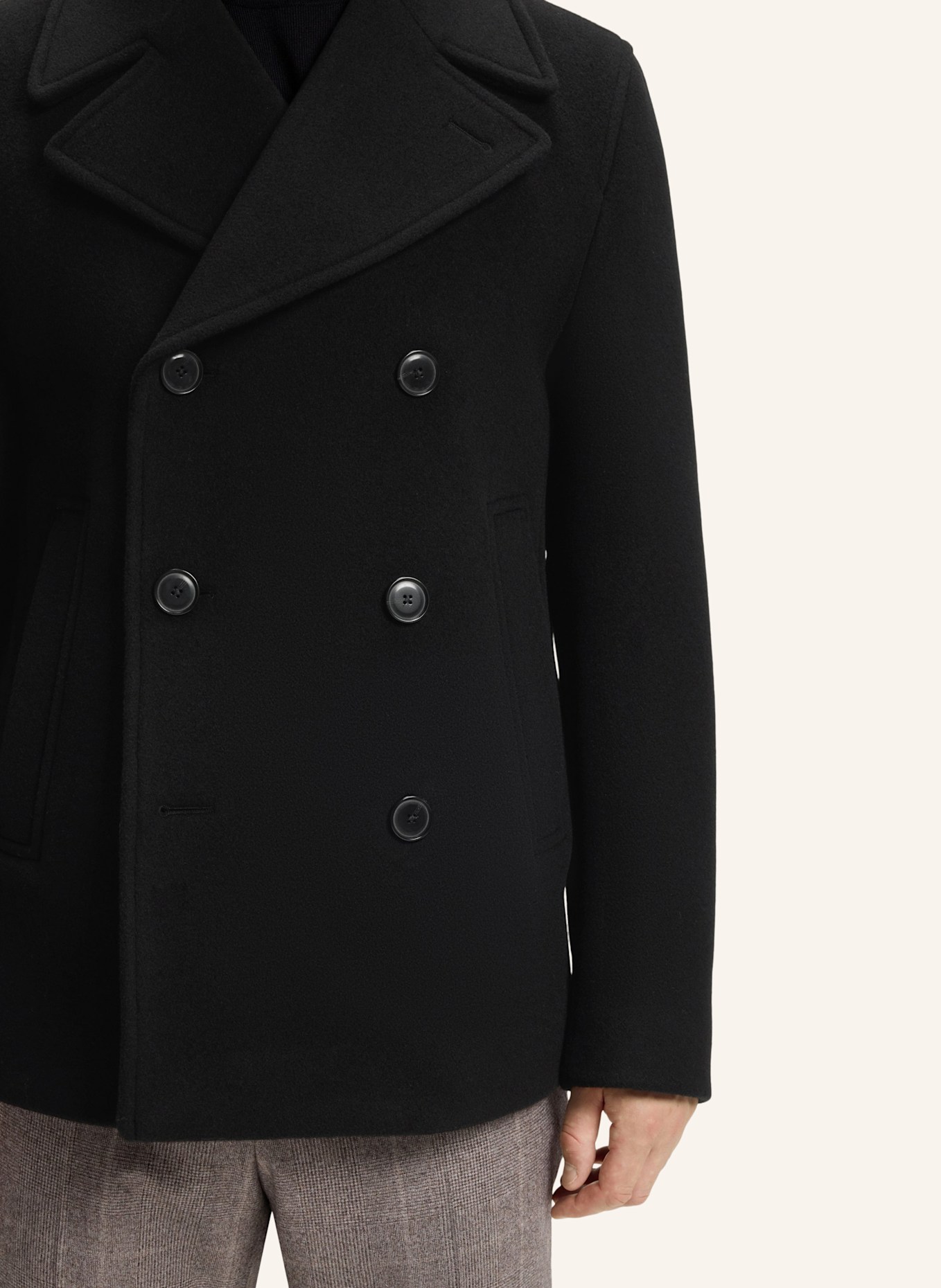 BOSS Coat H-HYDE-PEACOAT-264 Slim Fit: SCHWARZ