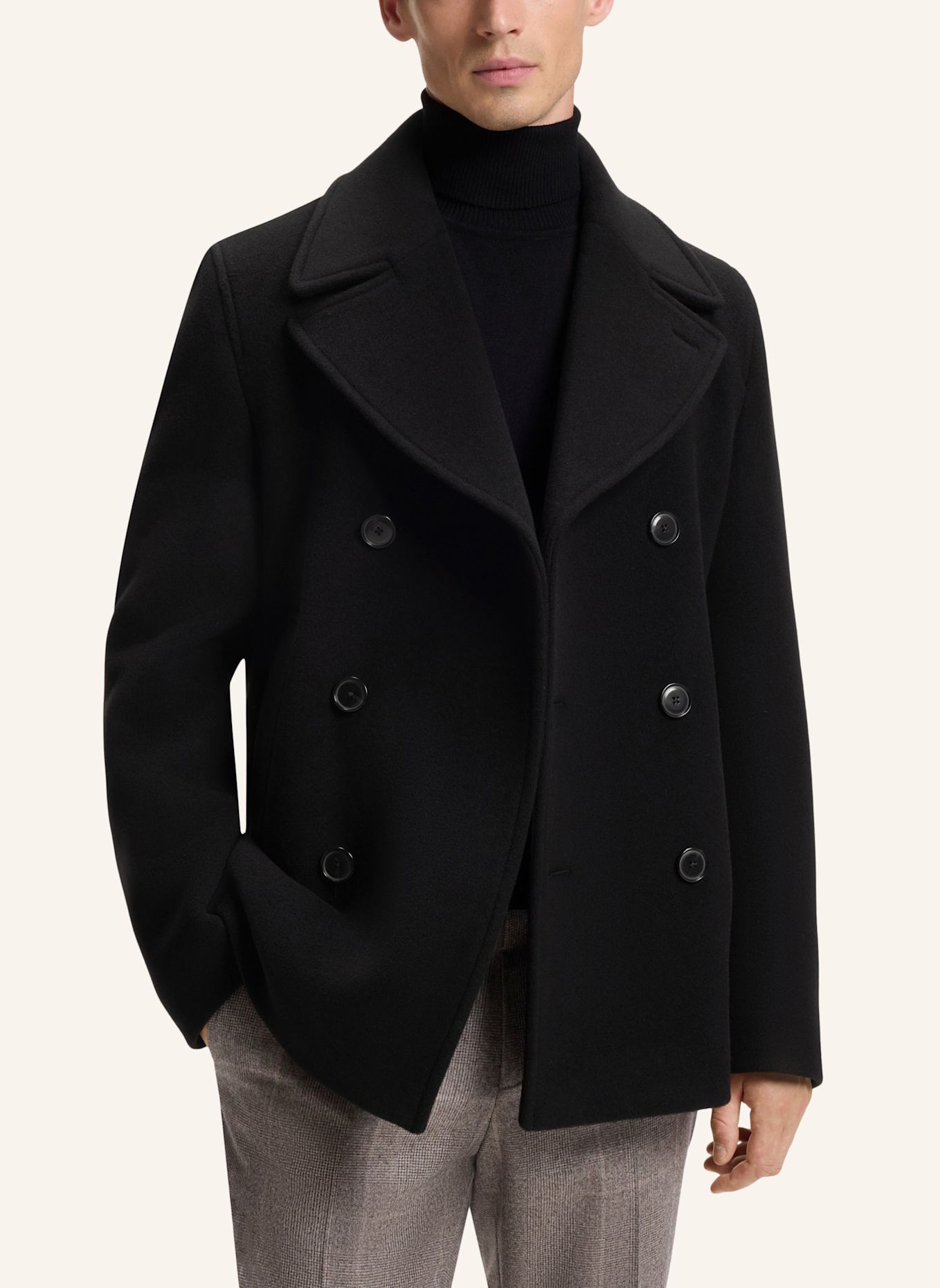 BOSS Mantel H-HYDE-PEACOAT-264 Slim Fit: SCHWARZ